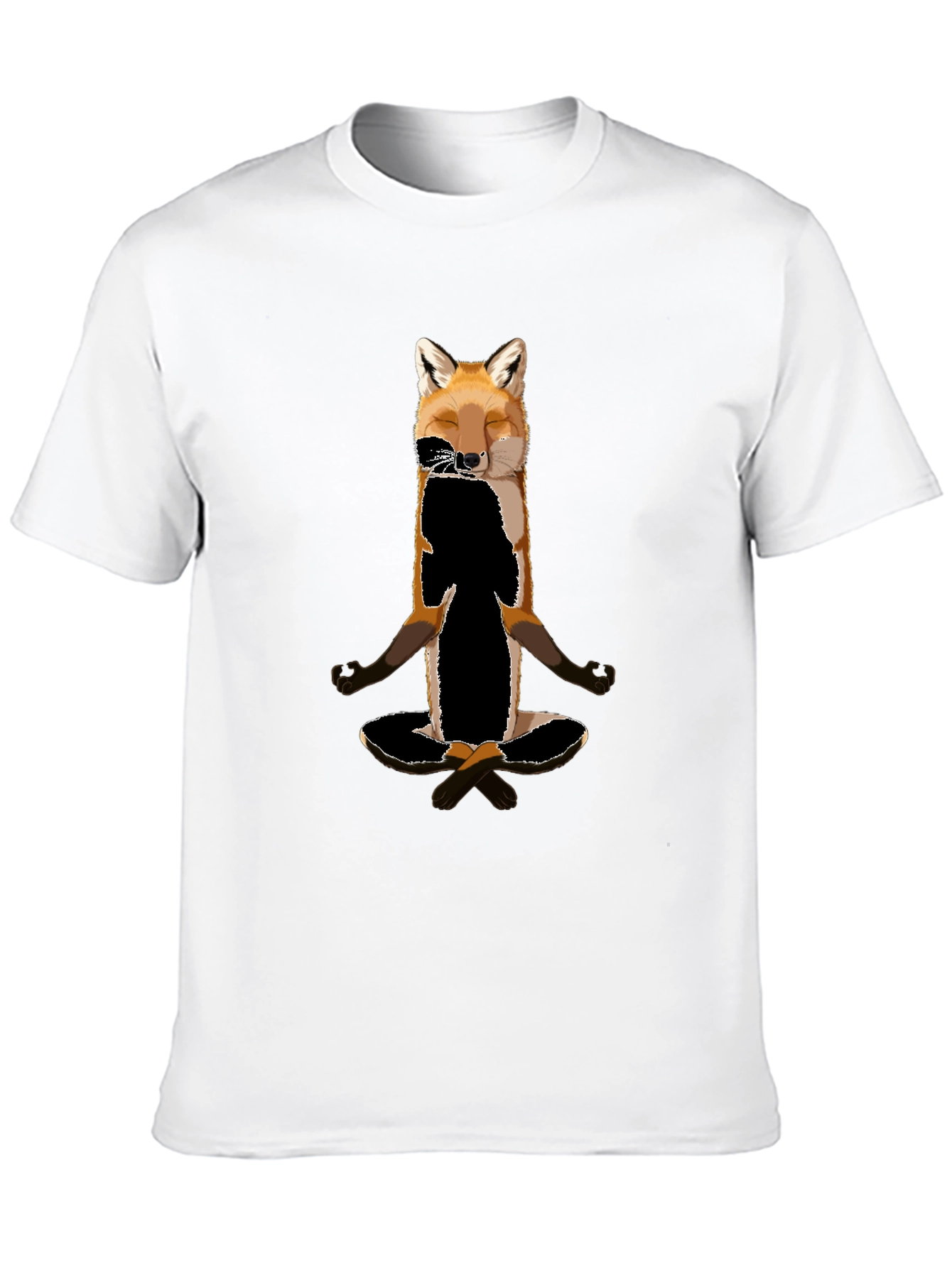 Black Zen Fox T-Shirt - Meditating Animal Graphic Tee view 10