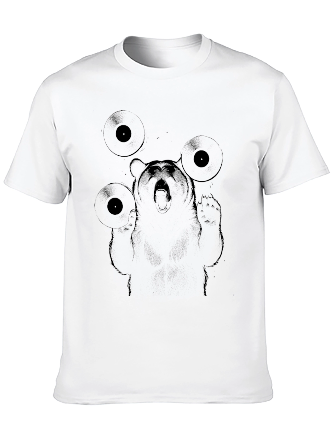 DJ Bear Graphic Tee - Black Cotton Blend T-Shirt - 10