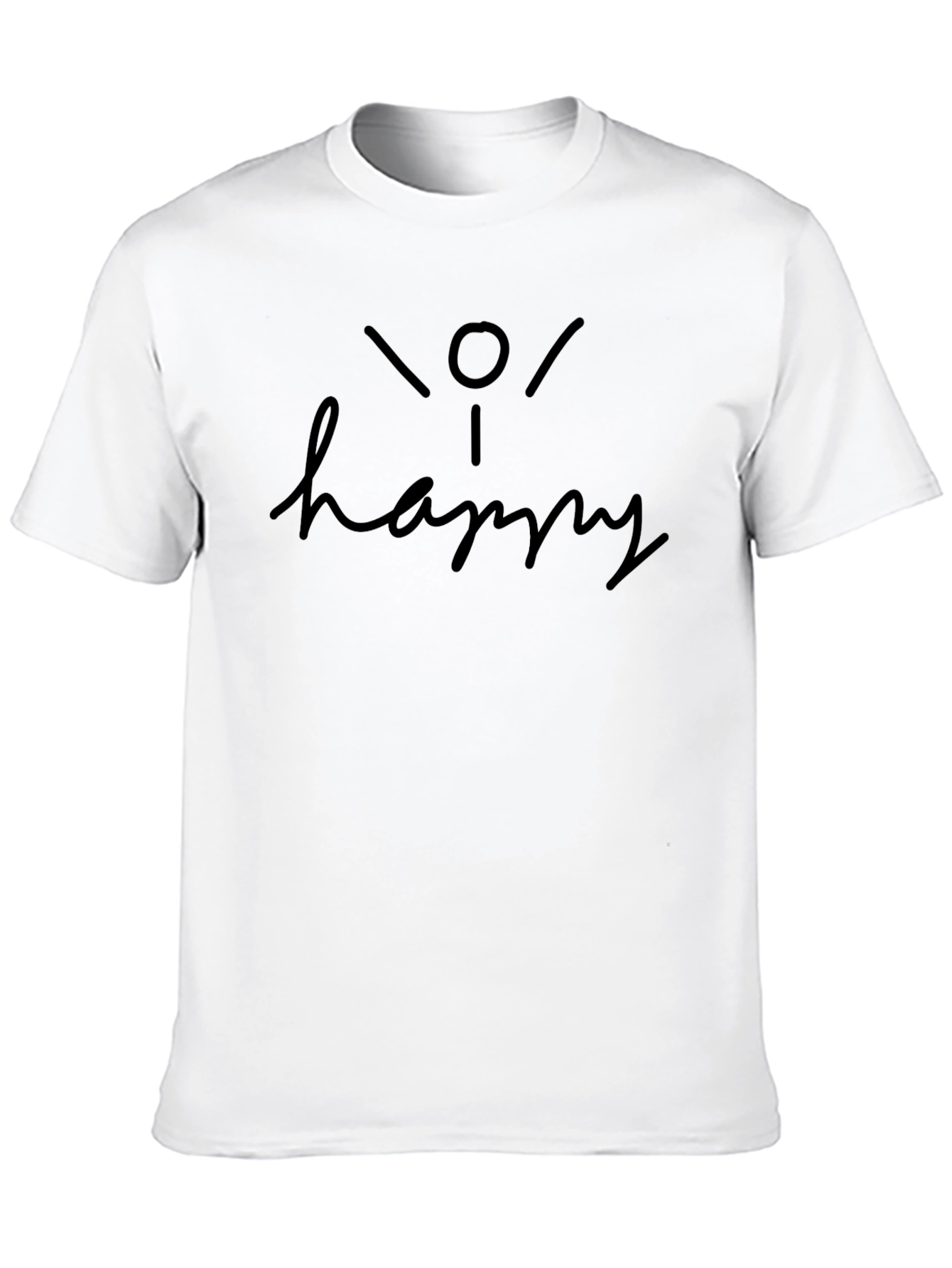Black Happy Graphic T-Shirt - Minimalist Design, Casual Wear view 10