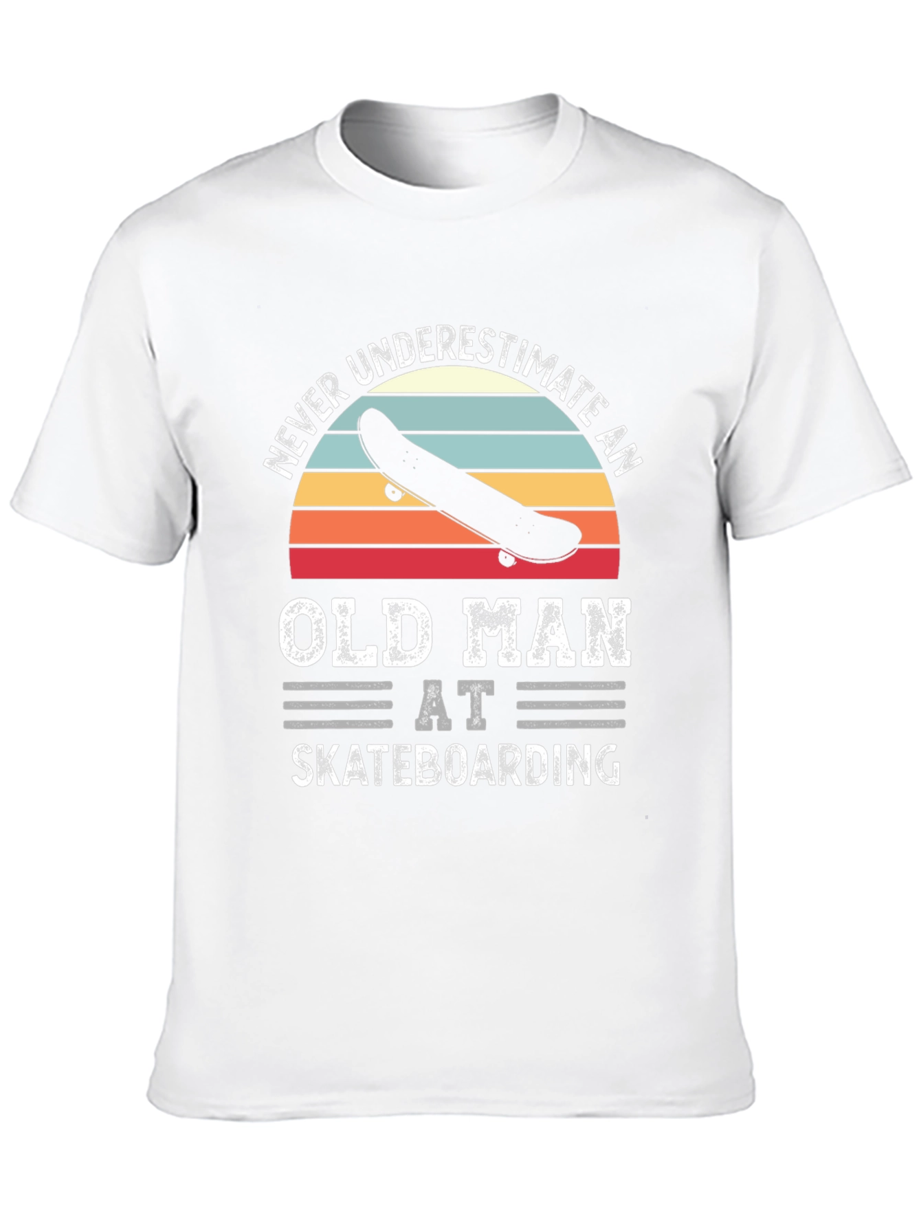 Black Never Underestimate Old Man Skateboarding Graphic Tee view 10