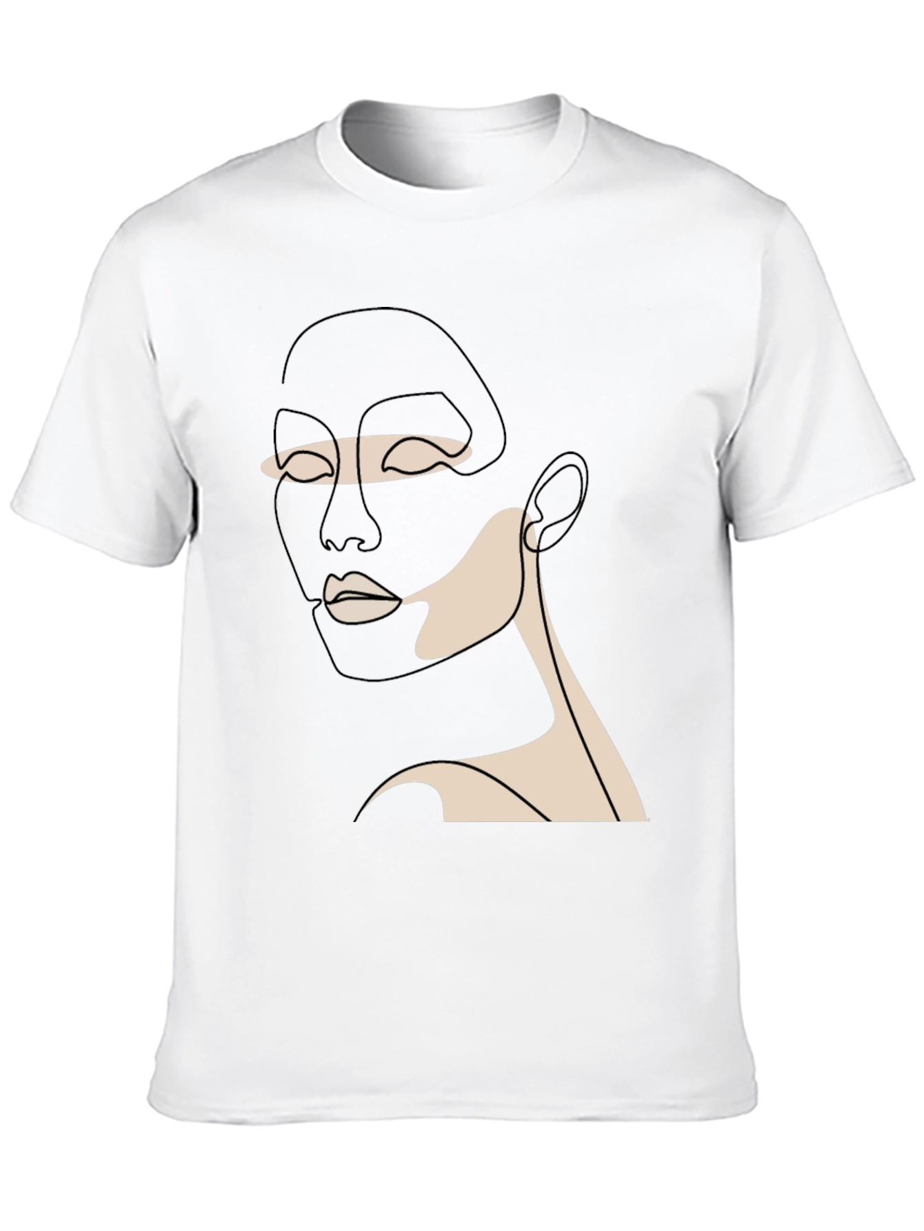 Black Minimalist Face Line Art Black T-Shirt view 10