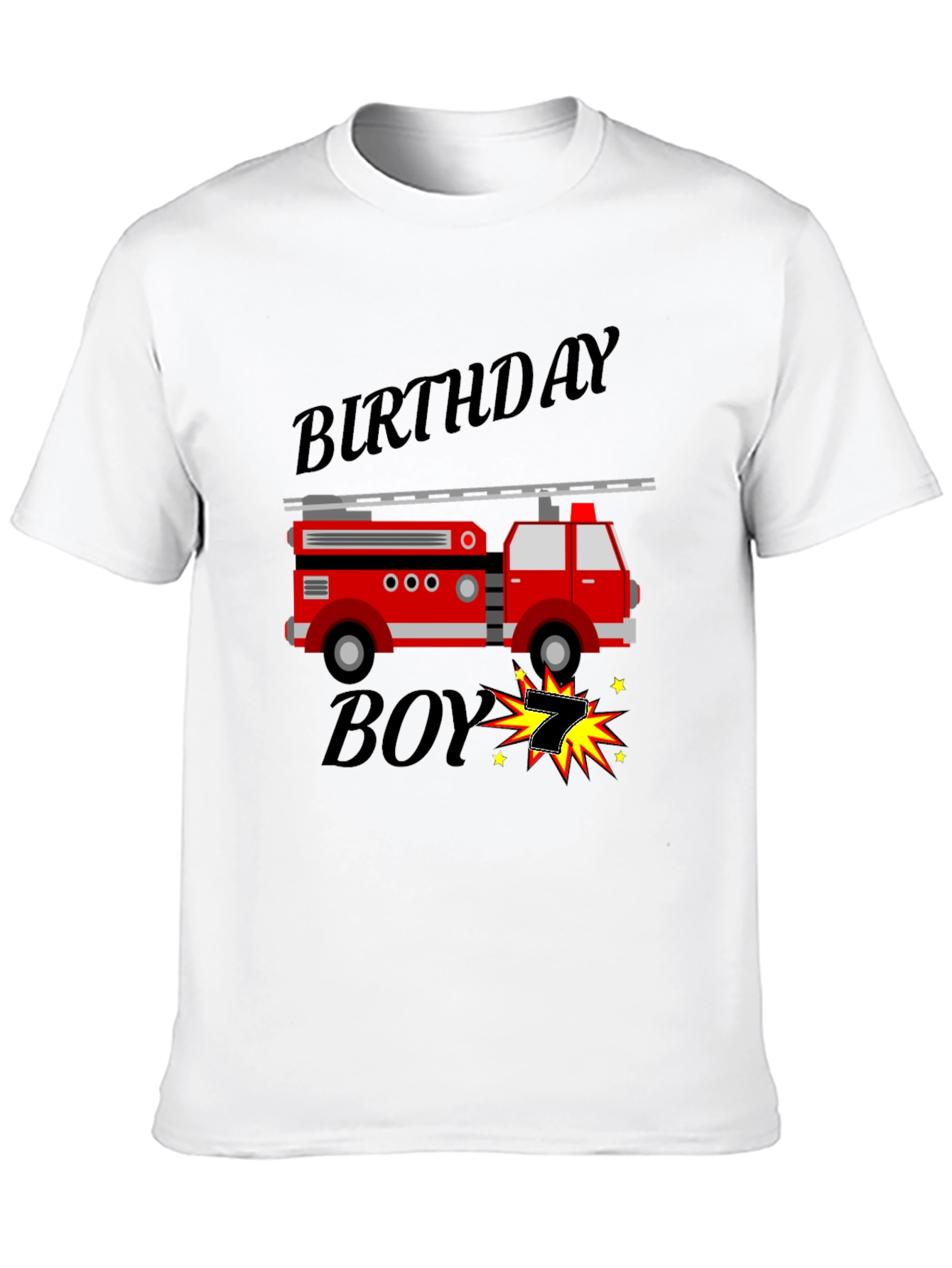 Black Birthday Boy Firetruck T-Shirt view 10
