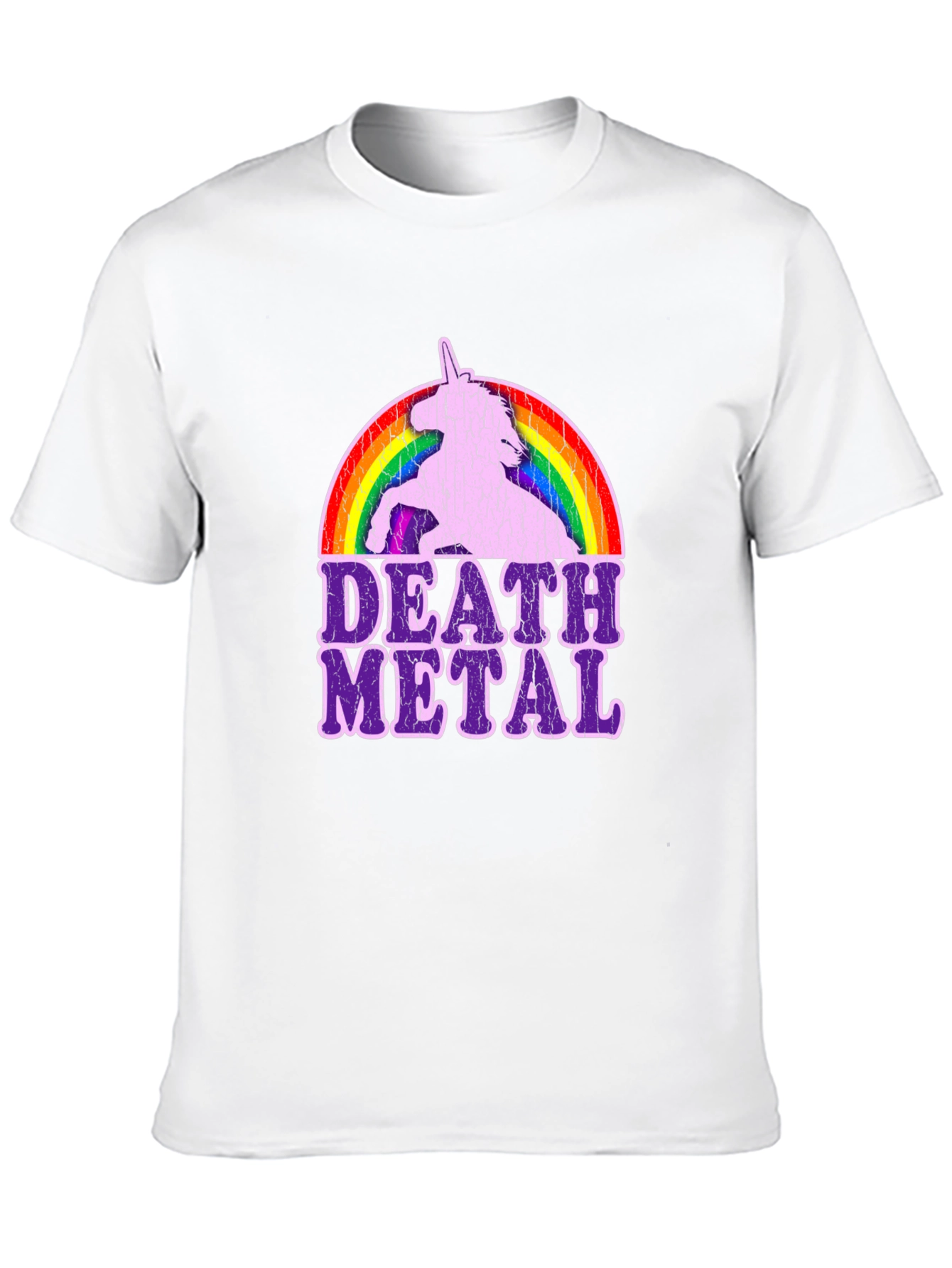Black Death Metal Unicorn Rainbow T-Shirt view 10