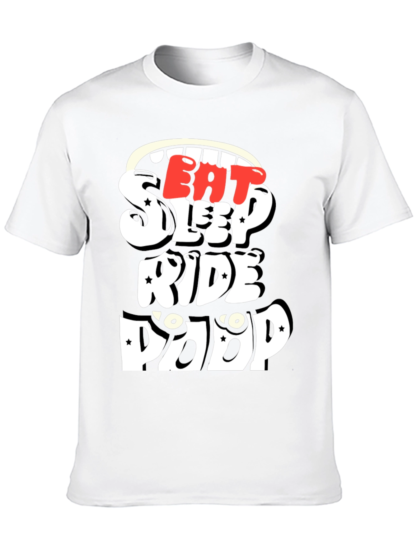 Black Eat Sleep Ride Poop Funny T-Shirt view 10