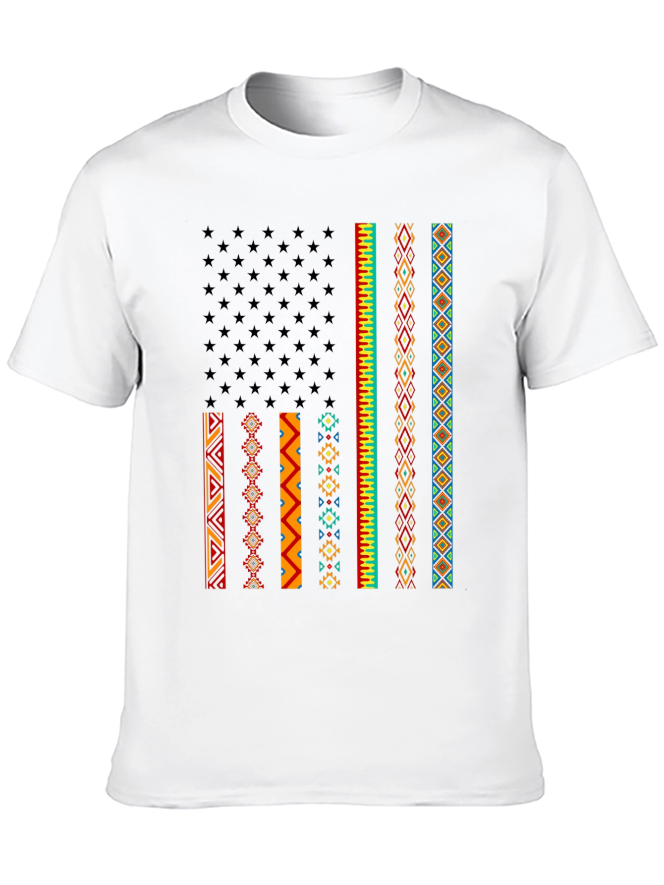 Black Aztec American Flag Graphic Tee view 10