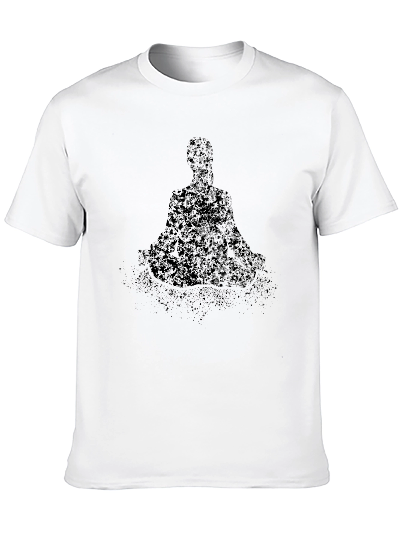 Black Men's Black T-Shirt with Meditating Figure Graphic view 10