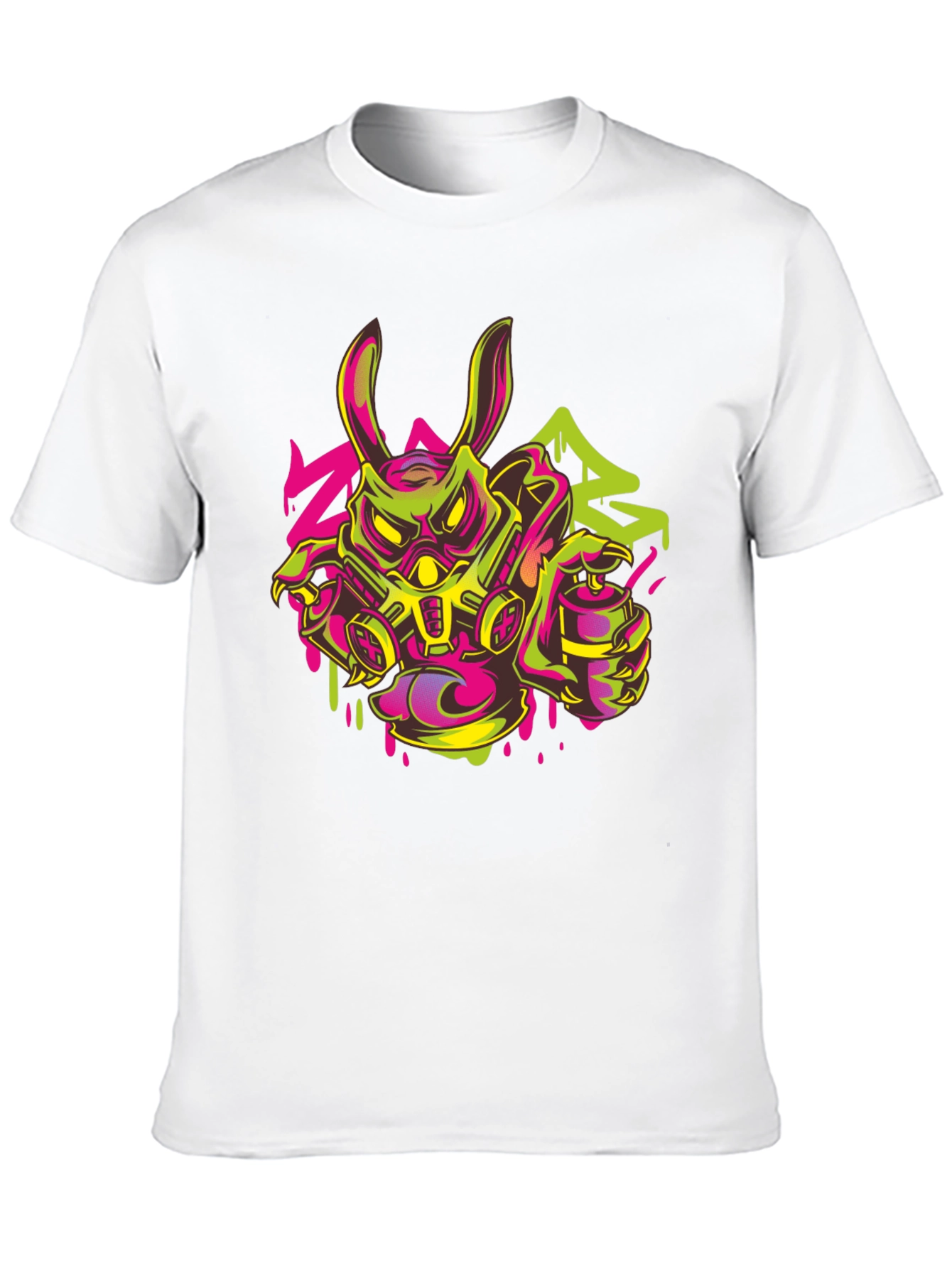 Black Cyberpunk Rabbit Graffiti T-Shirt view 10