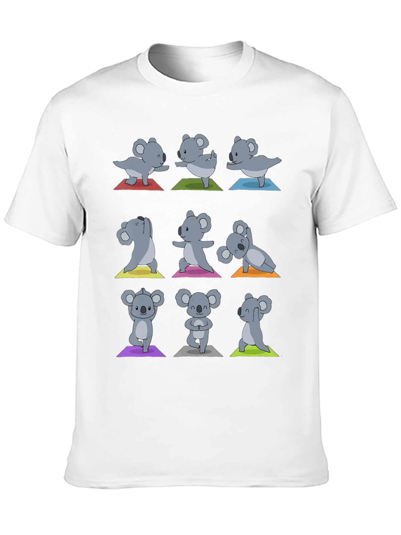 Black Yoga Koala T-Shirt: Men's Black Cotton Tee view 10