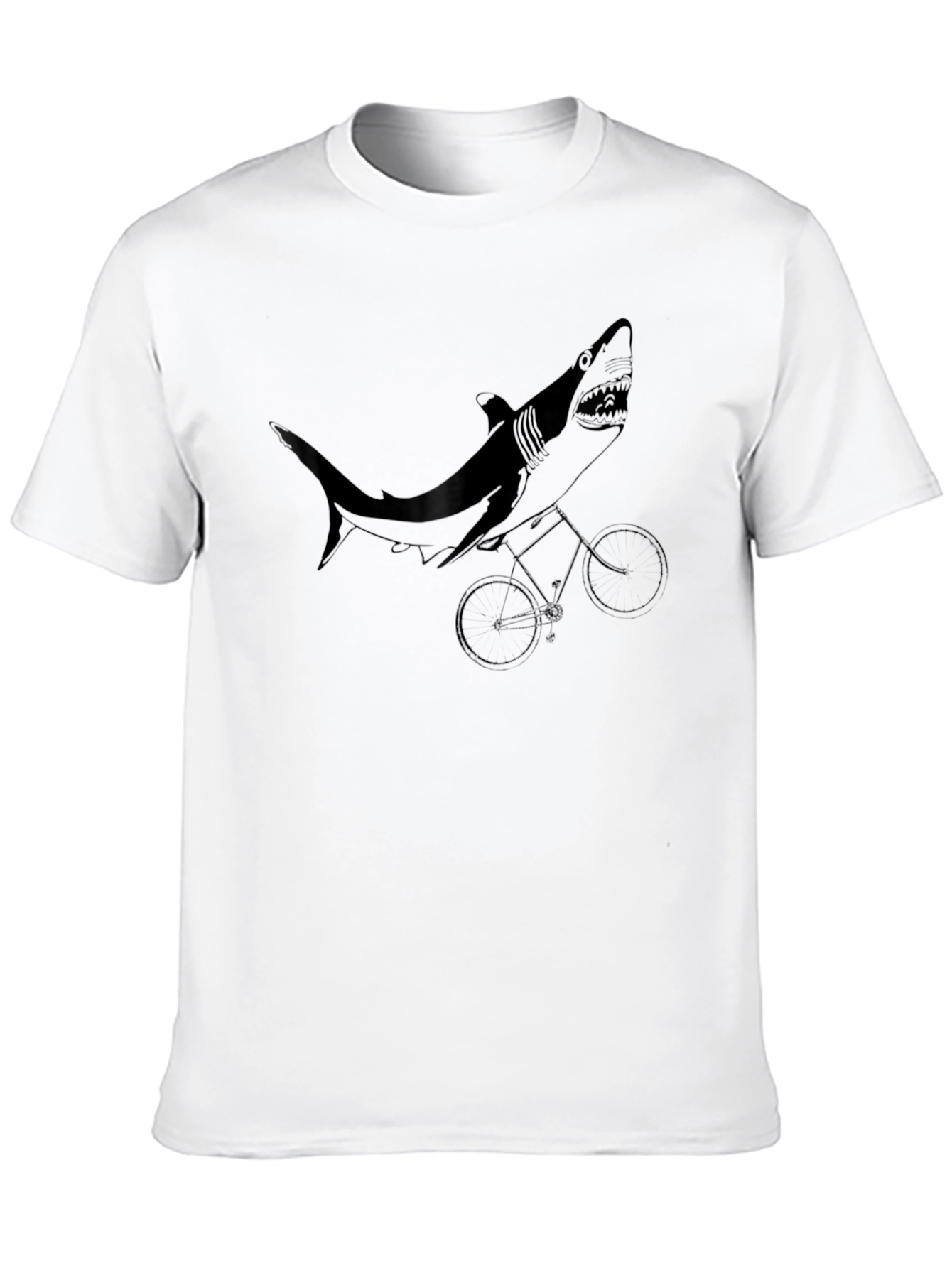 Black Shark on Bike Graphic Tee - Black Cotton T-Shirt view 10