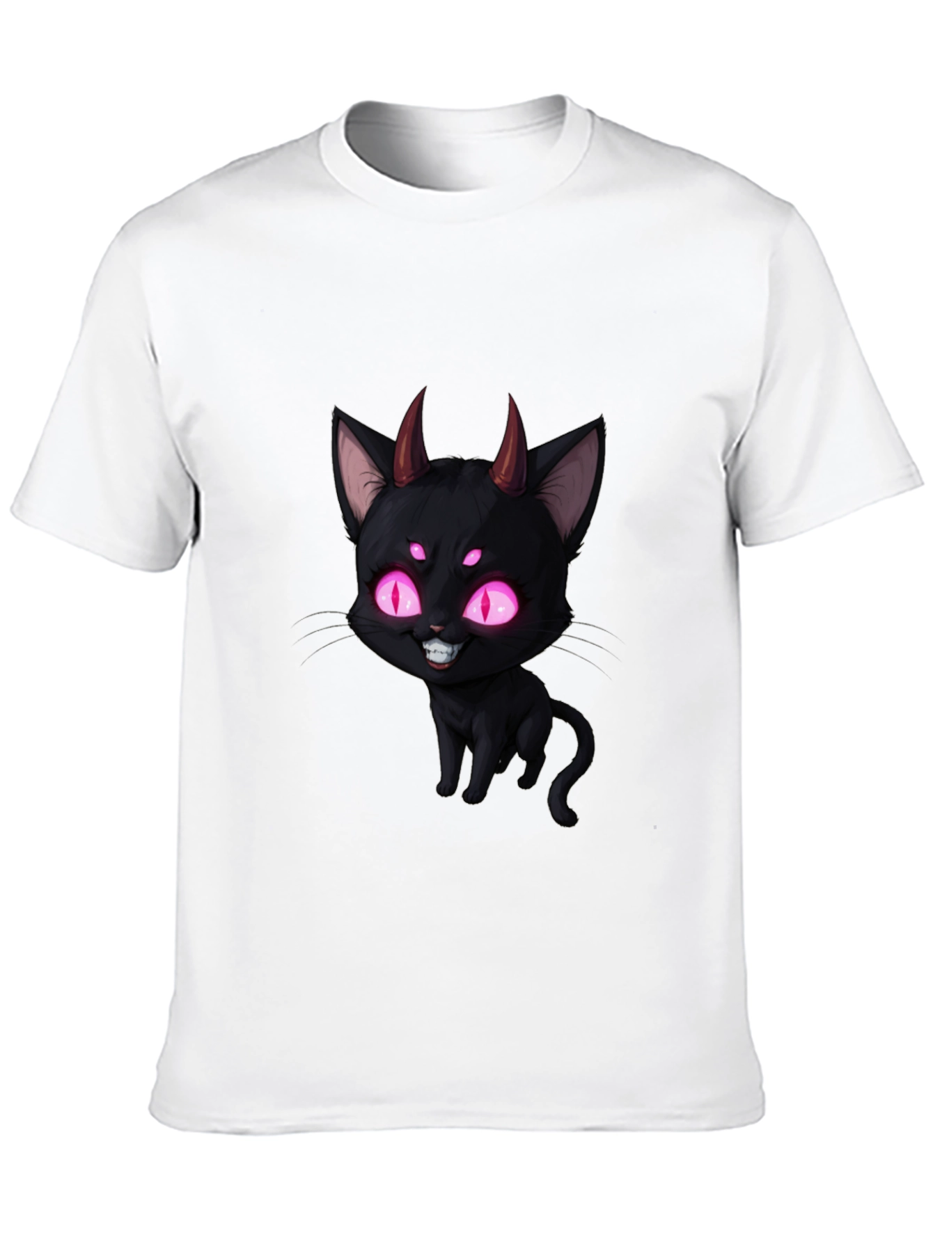 Black Devil Cat Graphic T-Shirt - Black view 10