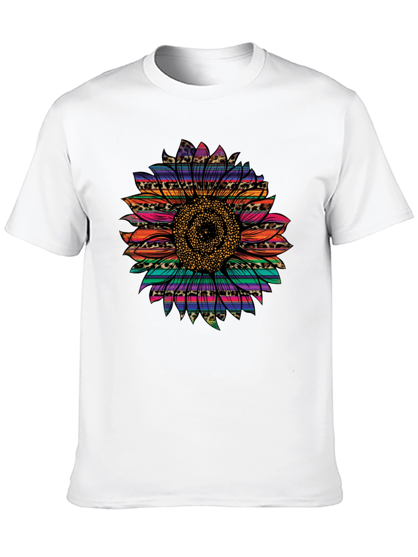 Black Sunflower Print Black T-Shirt view 10