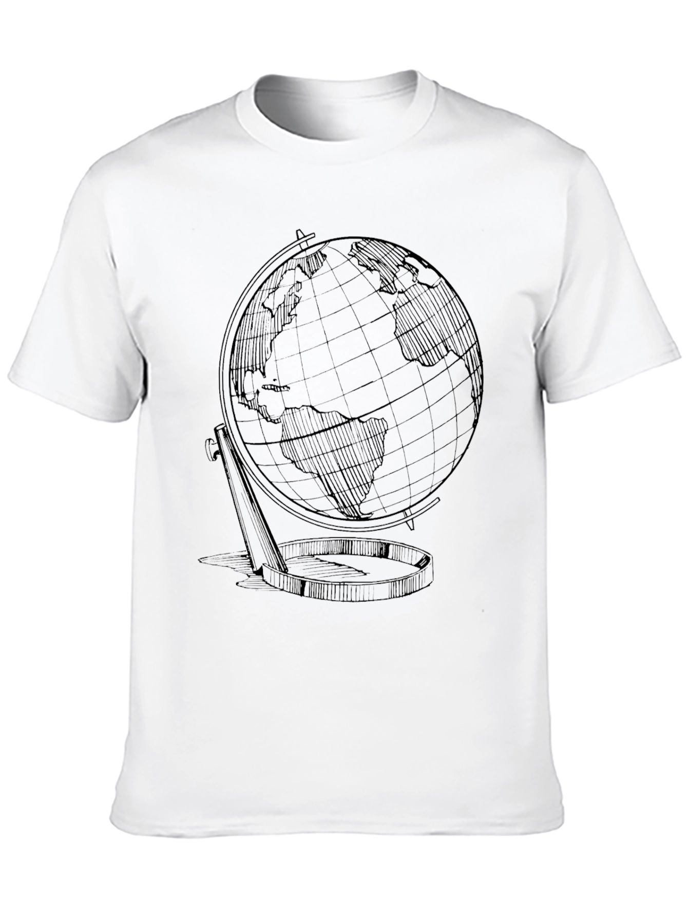 Black Globe Sketch Graphic T-Shirt - Classic Earth Design view 10