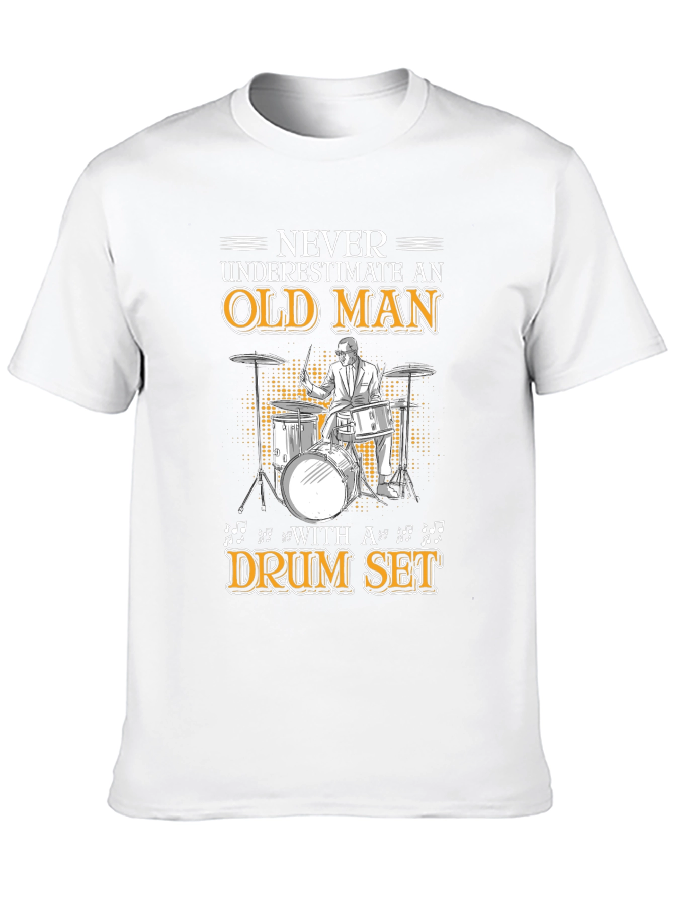 Black Old Man Drum Set T-Shirt - Musician Gift view 10