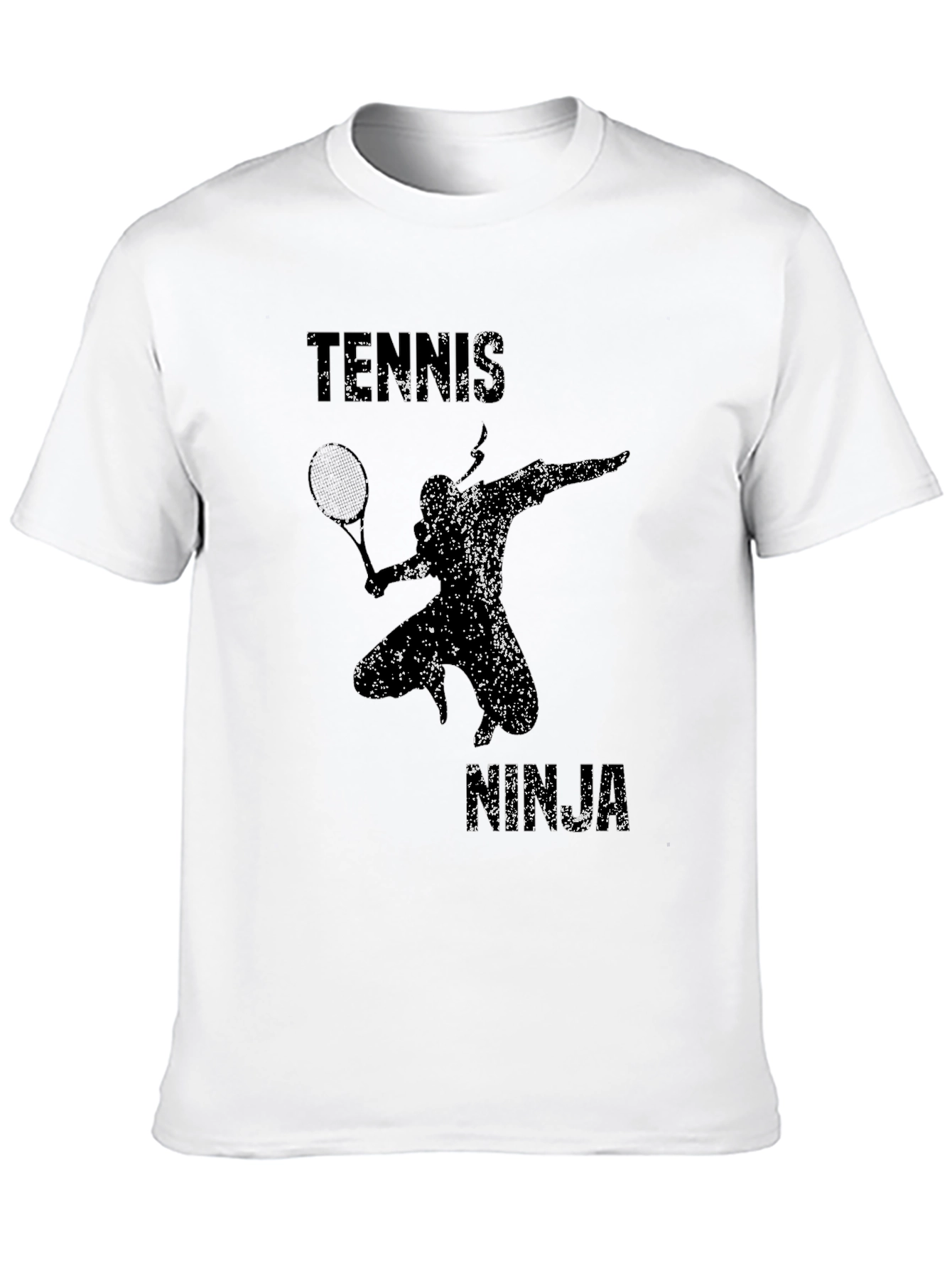 Black Tennis Ninja Graphic Tee - Black Cotton Blend view 10