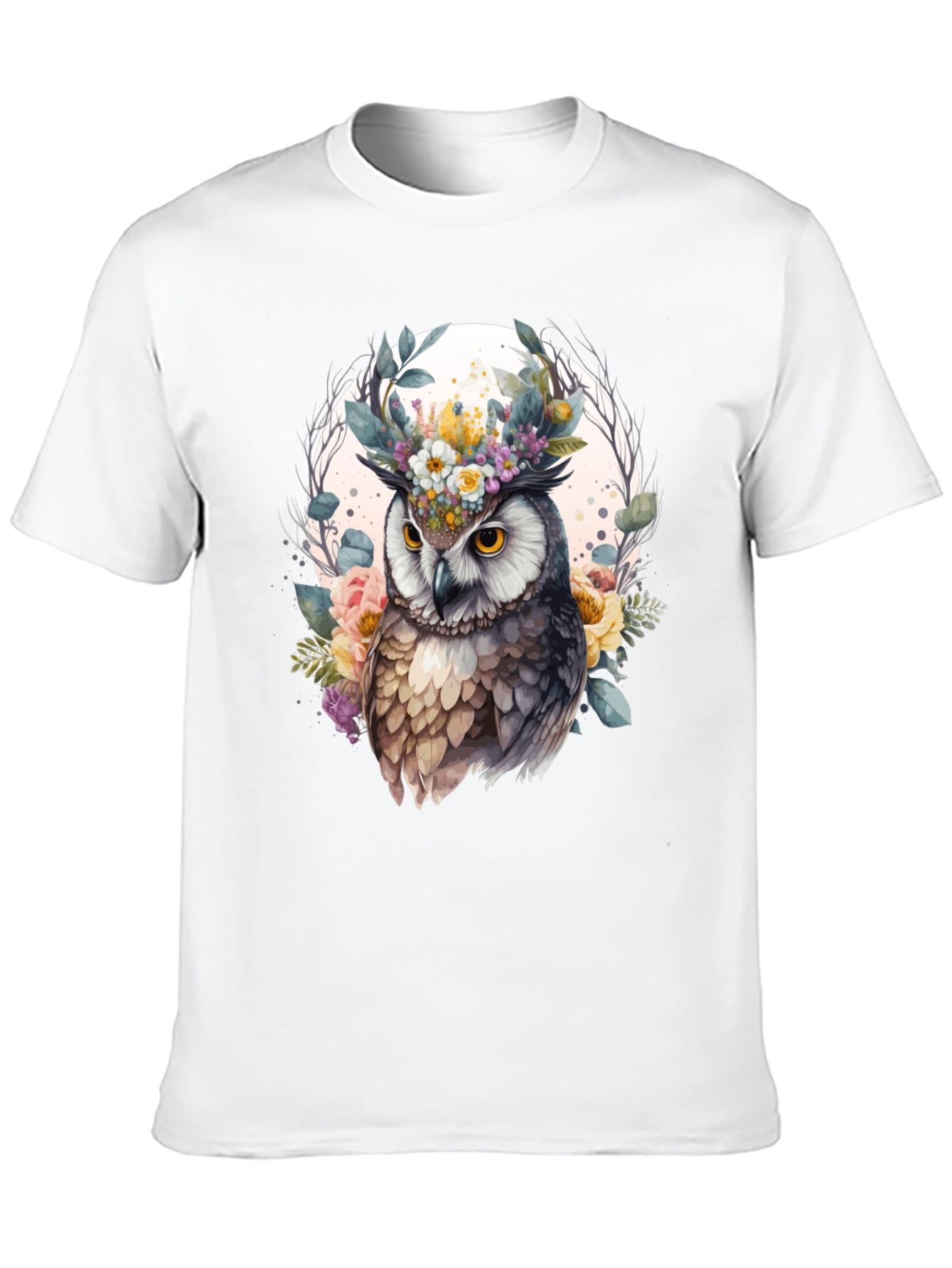 Black Floral Owl Graphic Tee - Unique Design view 10