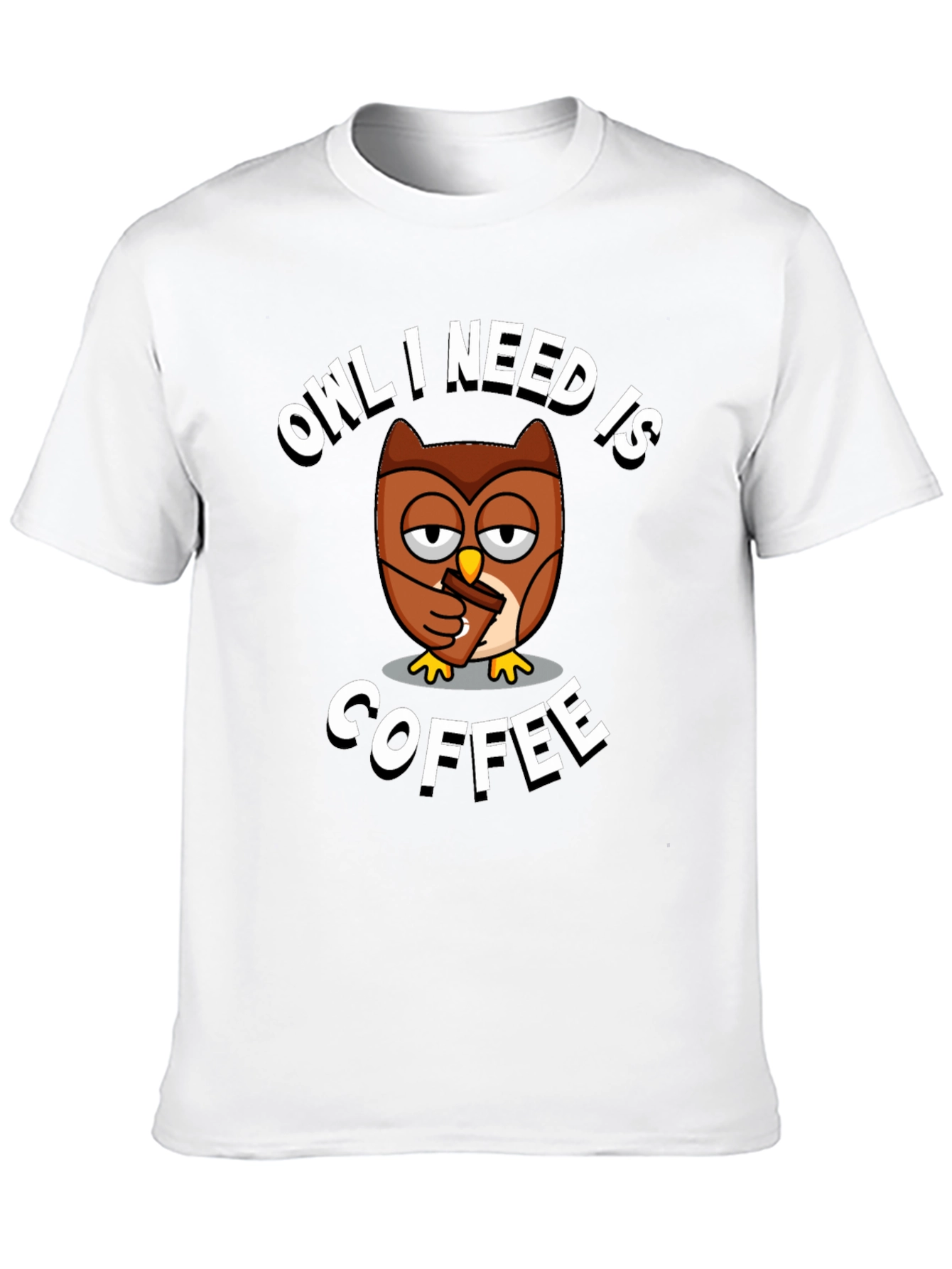 Black Owl I Need Is Coffee Graphic Tee view 10