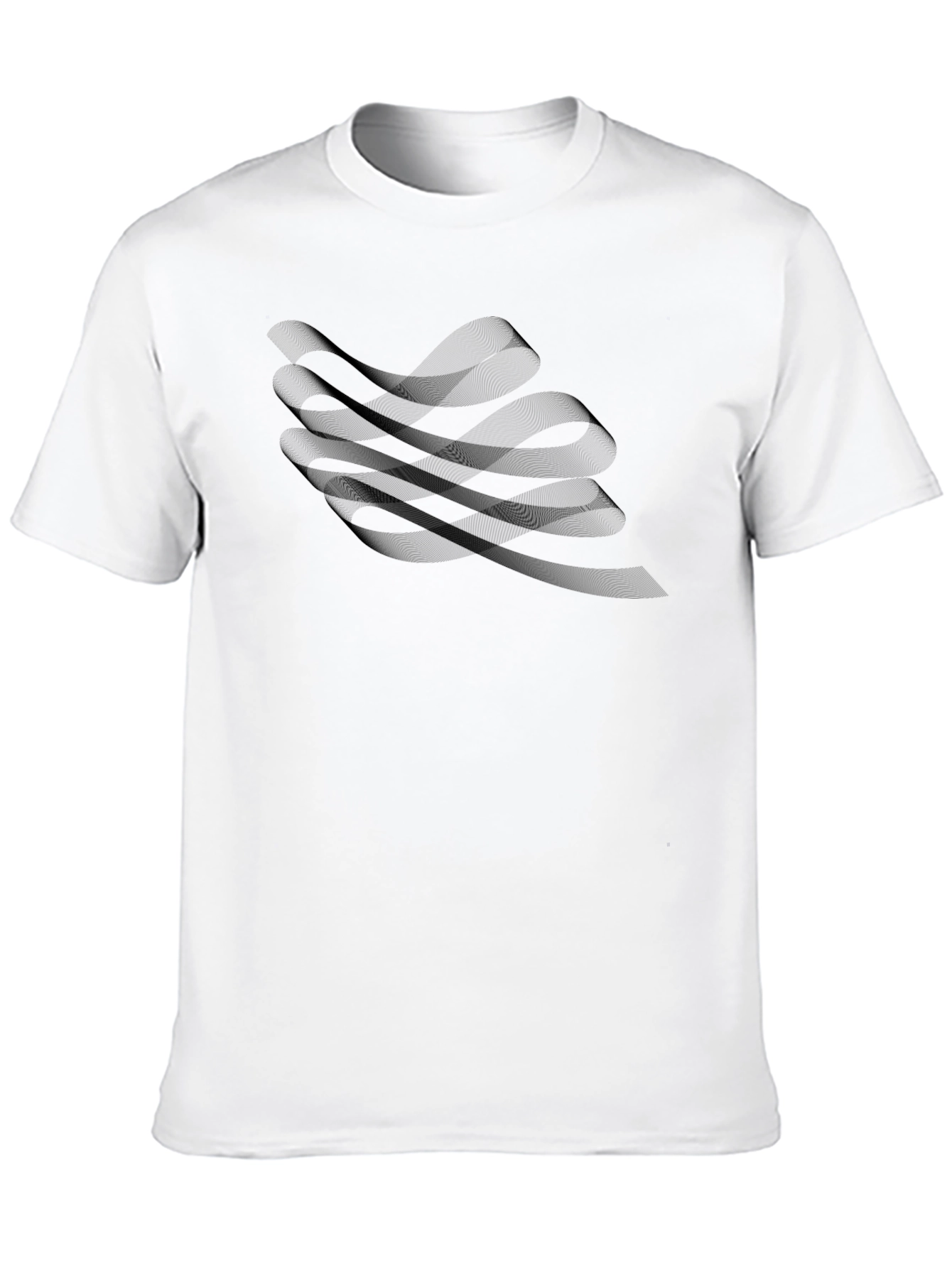 Black Men's Black Graphic Tee - Abstract Wave Design view 10