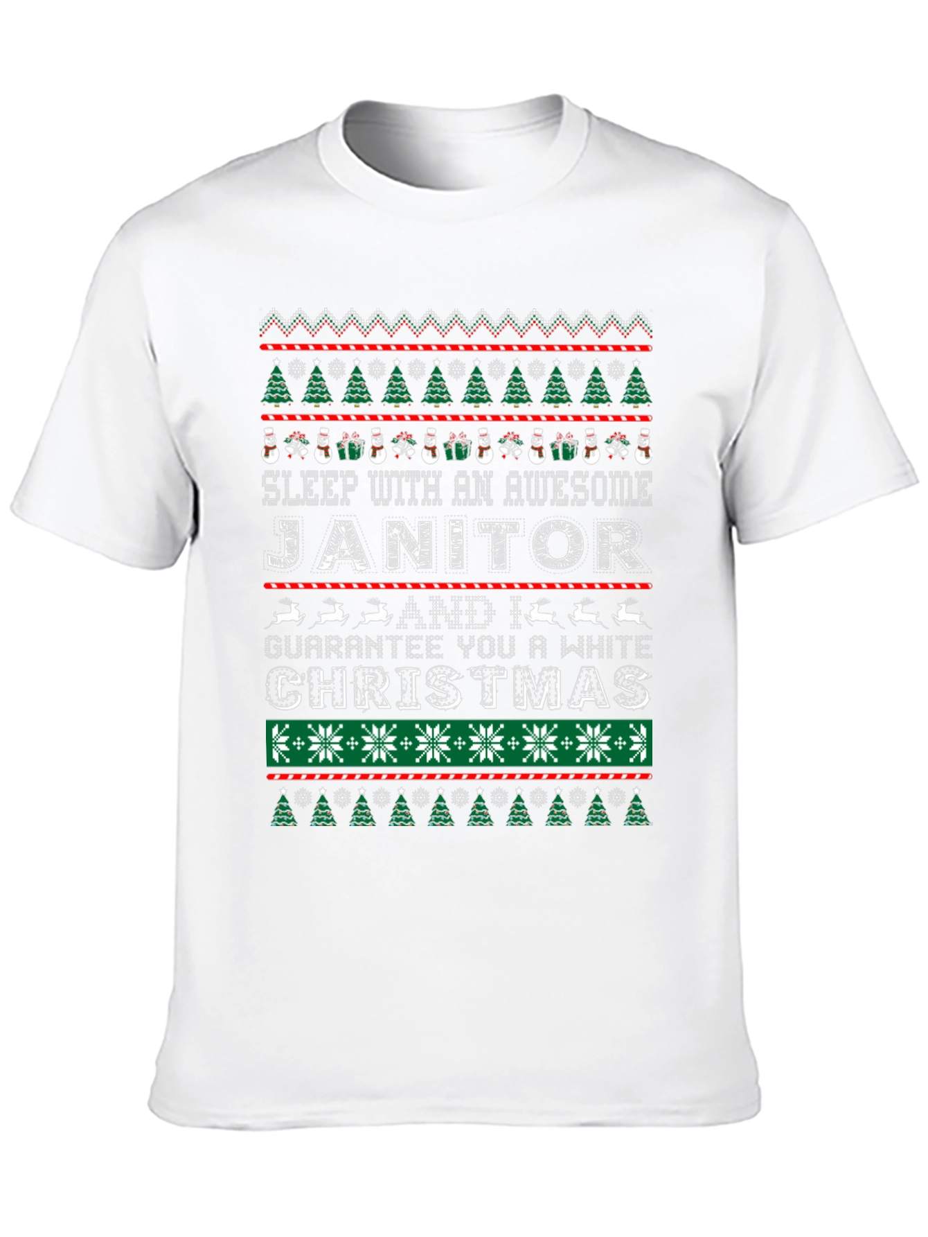 Black Funny Janitor Christmas Ugly Sweater Style T-Shirt view 10