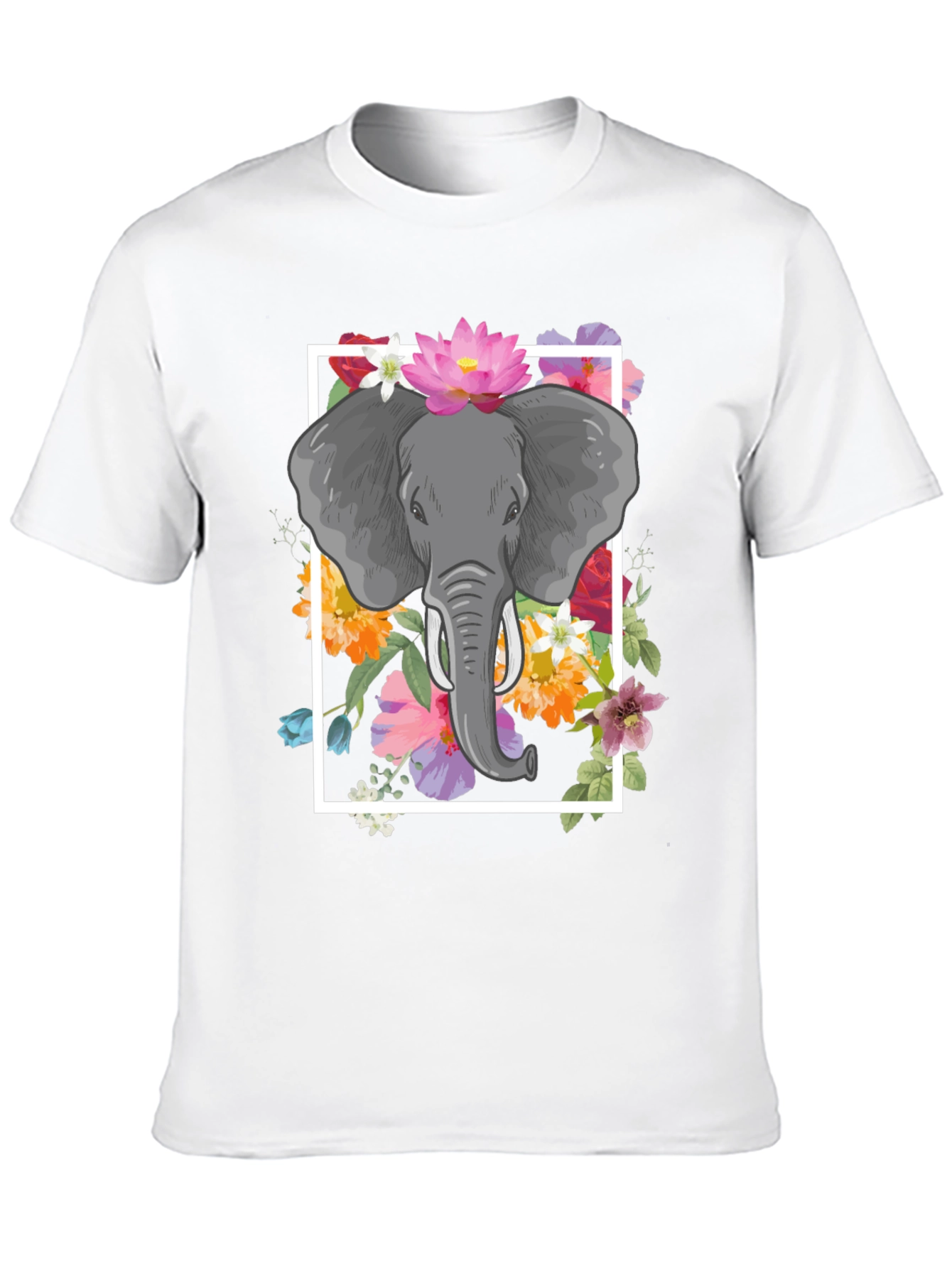 Black Elephant Floral Graphic Tee - Men's Black T-Shirt view 10