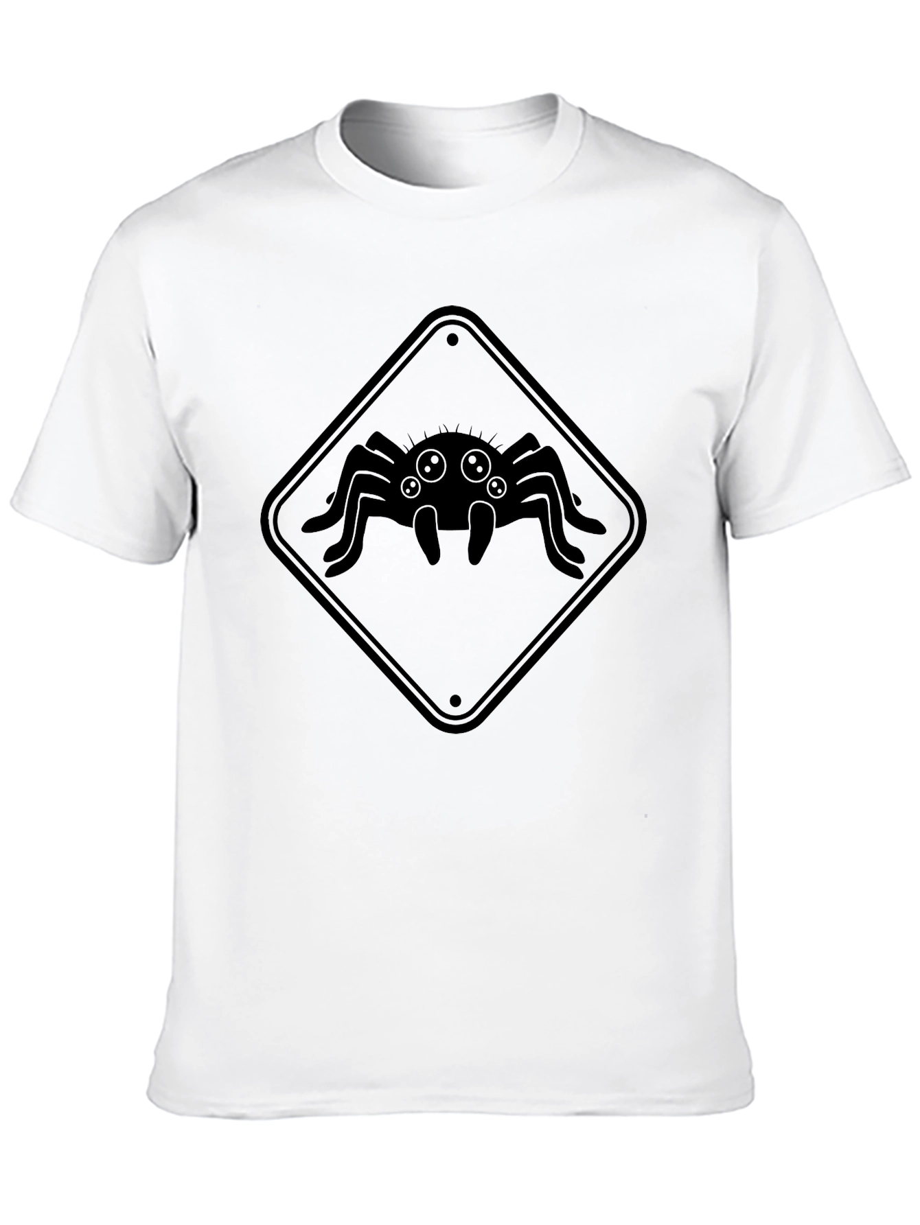 Black Spider Warning Sign T-Shirt - Creepy Graphic Tee view 10