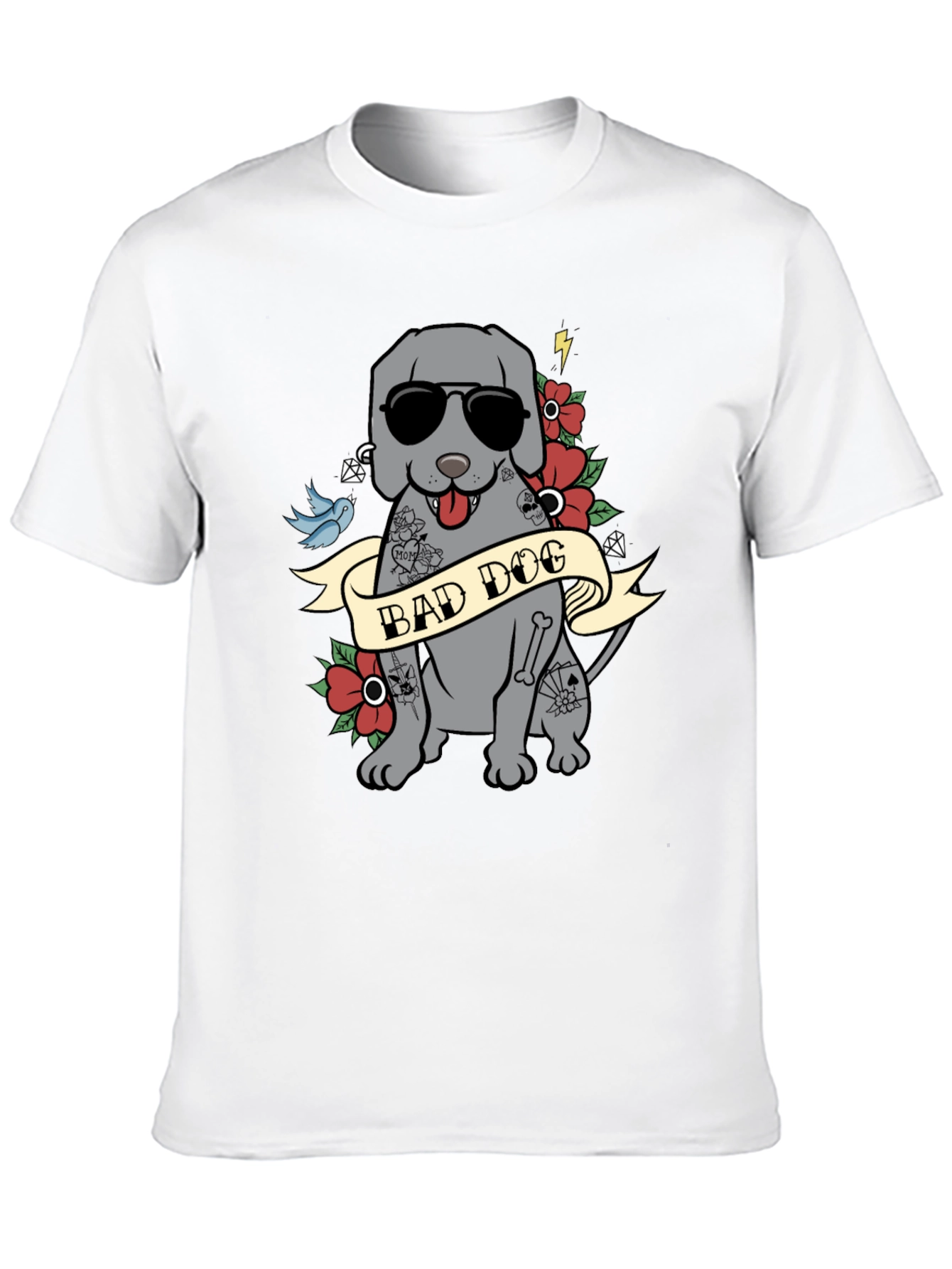 Bad Dog Tattoo Style T-Shirt - Men's Graphic Tee - 10