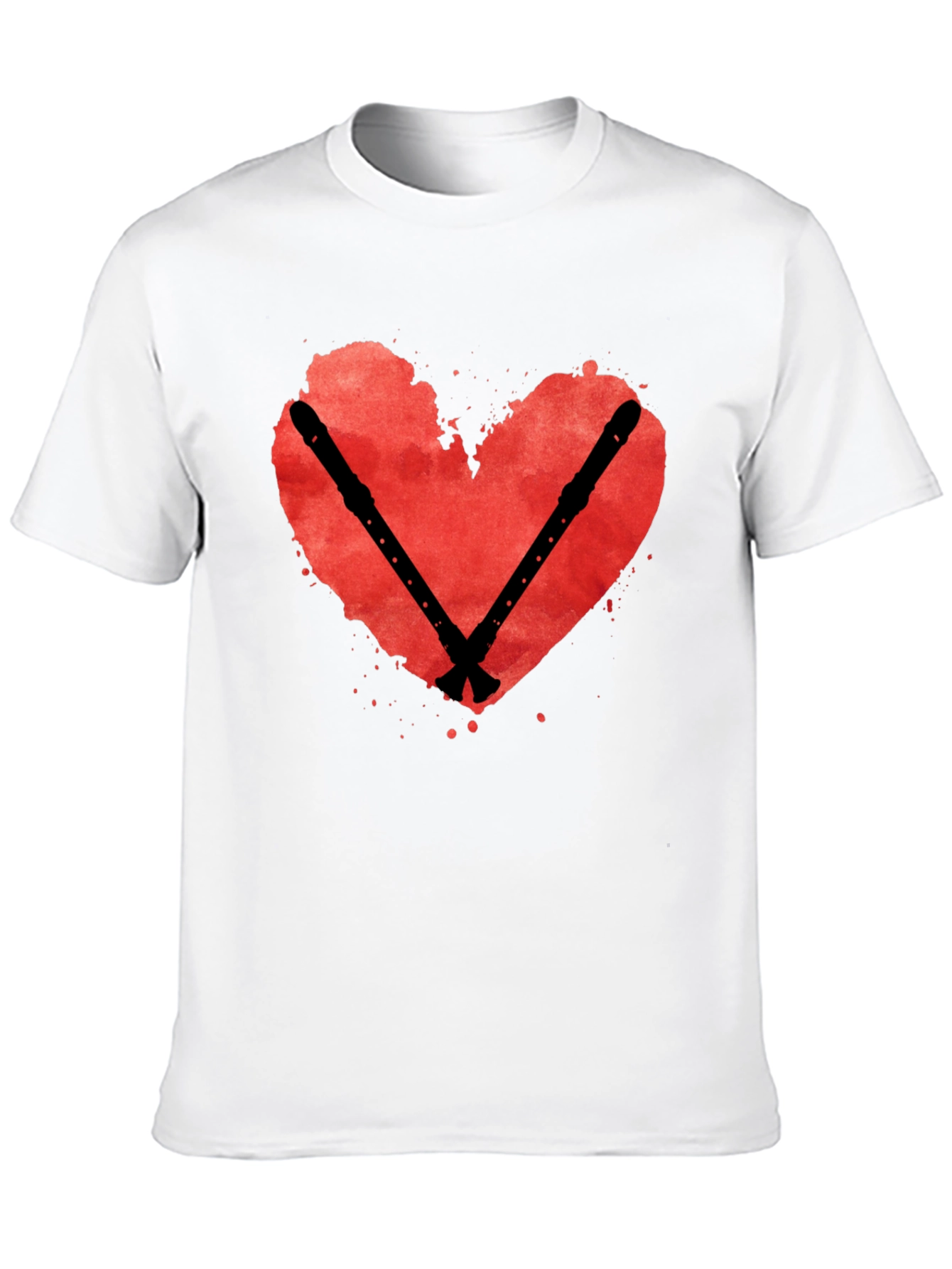 Black Heart & Flute T-Shirt: Music Lover Tee view 10