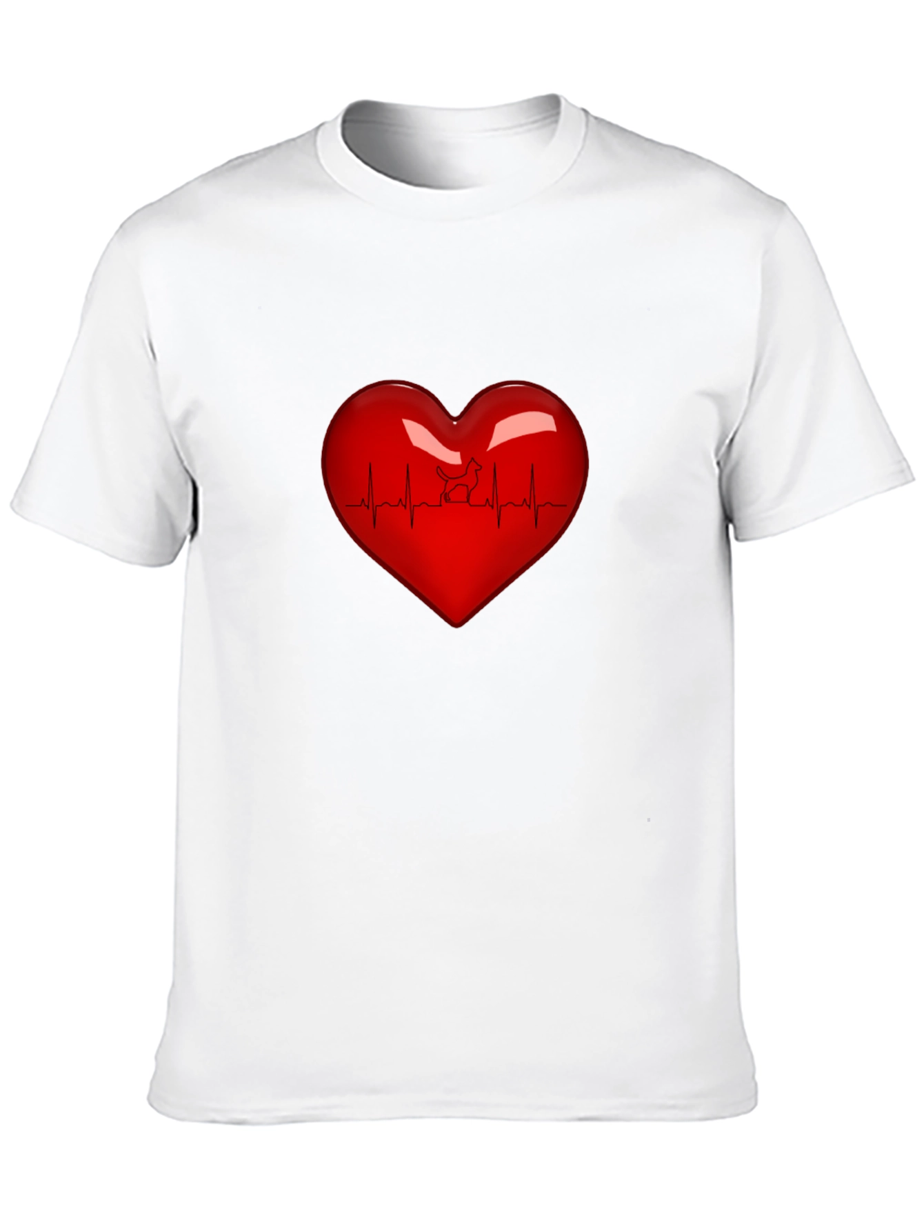 Black Heartbeat Dog Lover T-Shirt - Black view 10