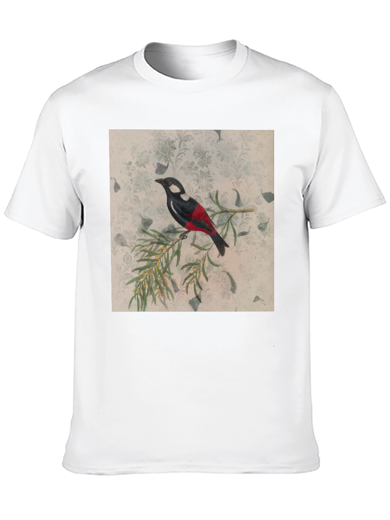 Black Vintage Bird Print Black T-Shirt view 10