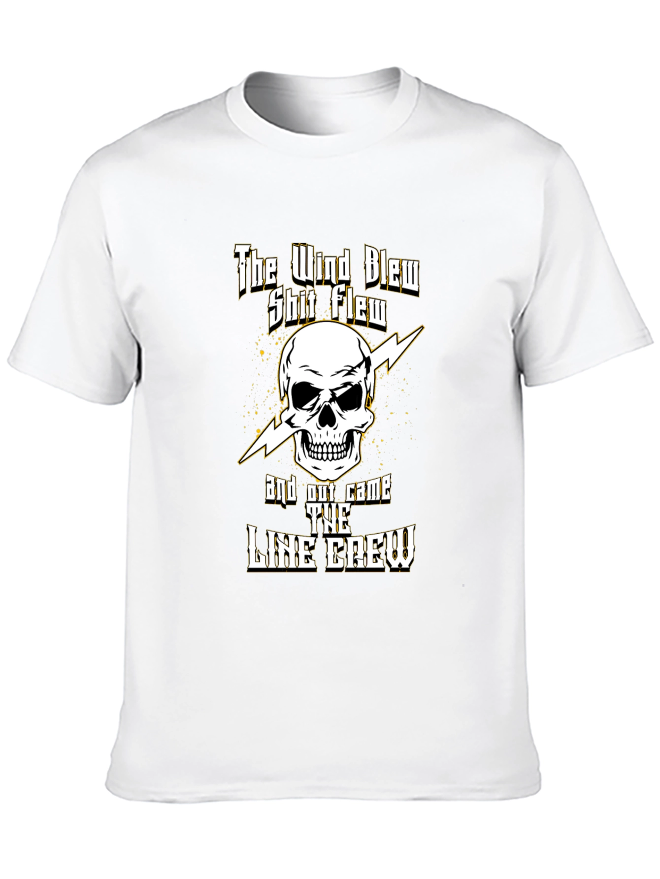 Black Line Crew Skull T-Shirt - Electrician Power Lineman Tee view 10