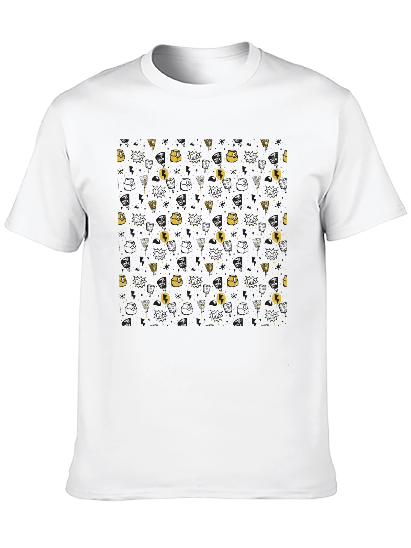 Black Patterned Graphic Black T-Shirt view 10