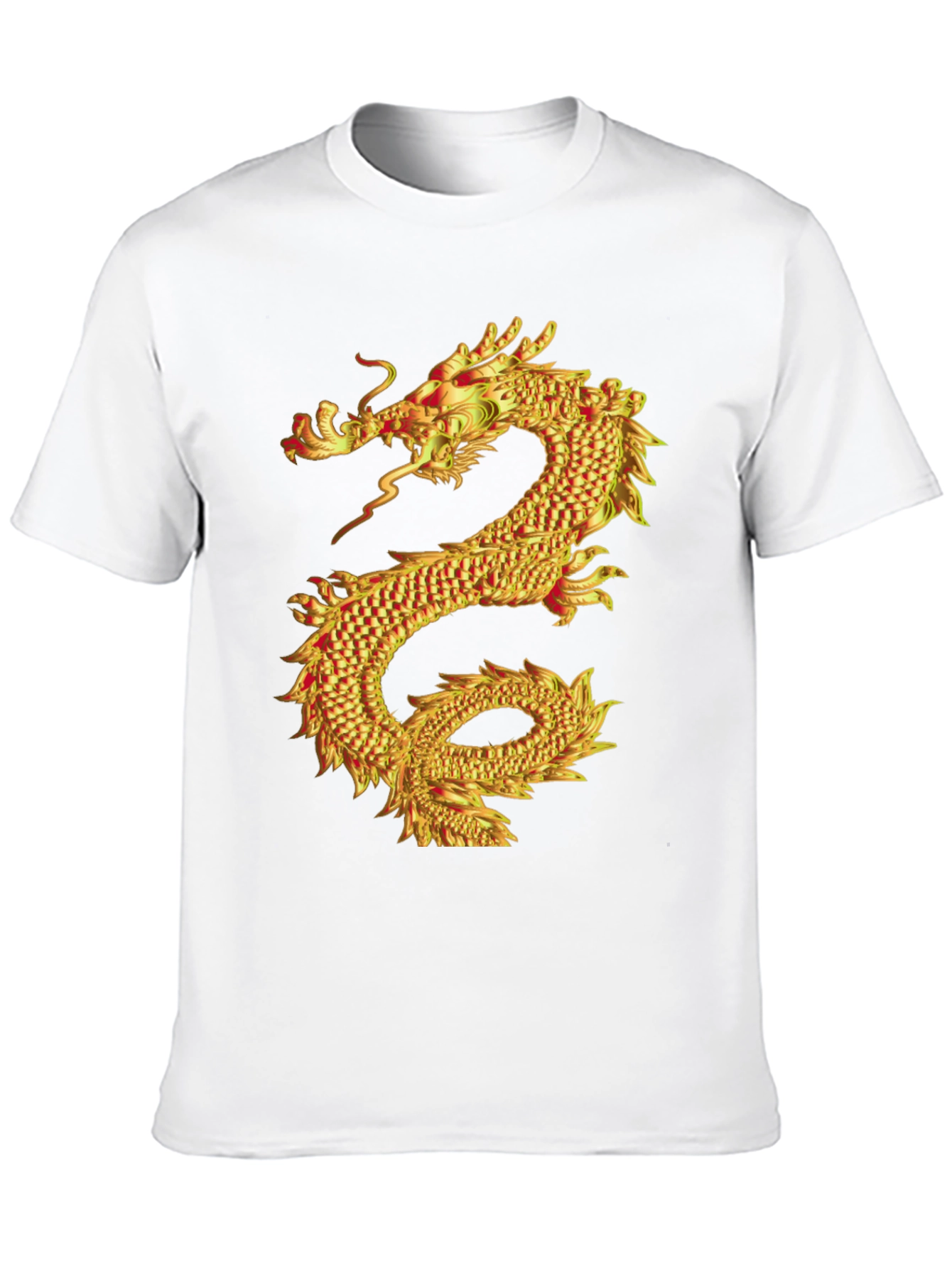 Black Golden Dragon Graphic Print Black T-Shirt view 10