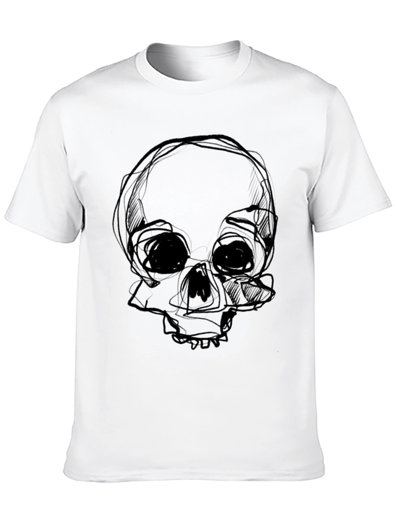 Black Skull Sketch Graphic Black T-Shirt view 10