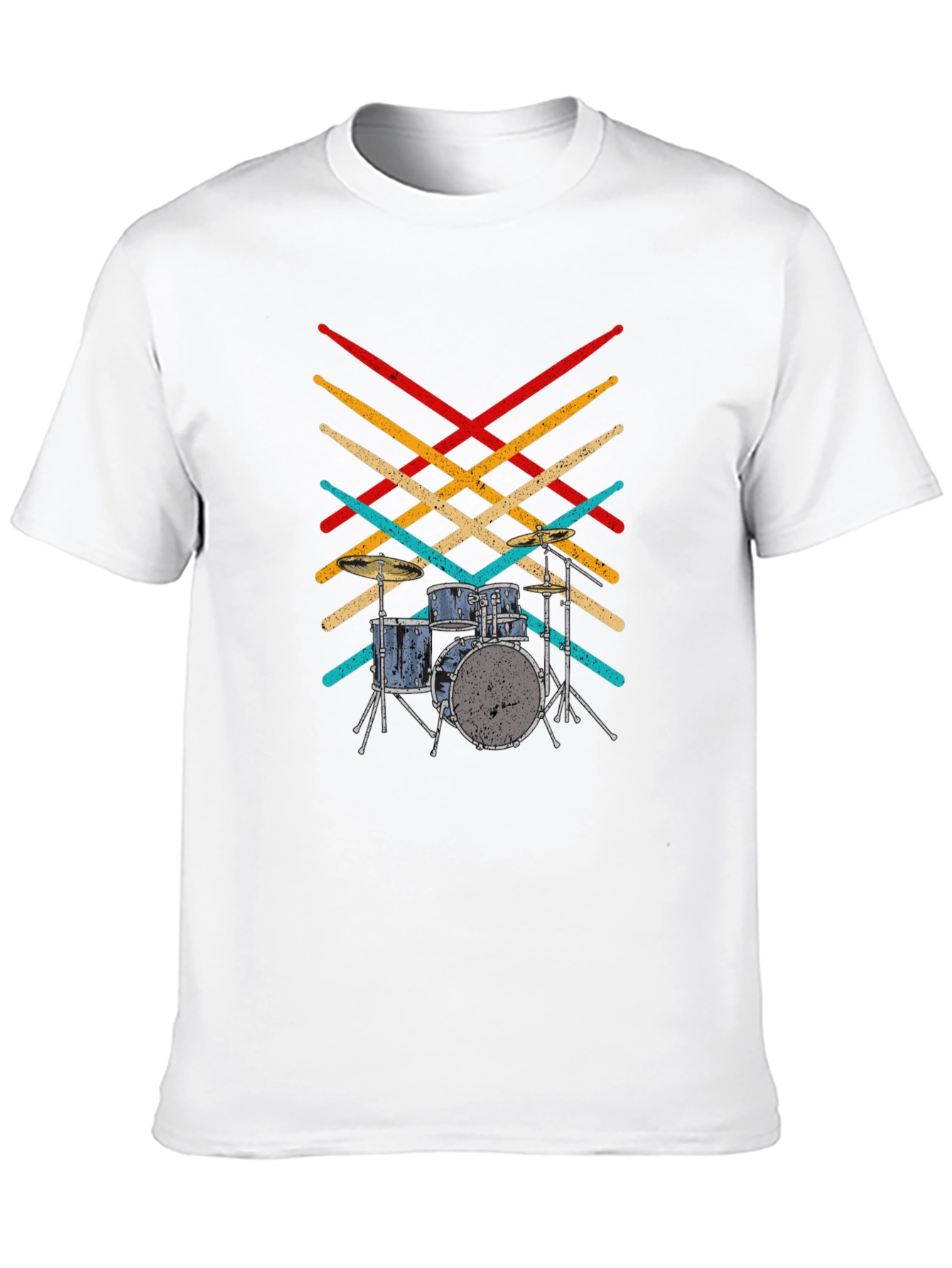 Black Drum Set T-Shirt - Retro Drumsticks Music Tee view 10