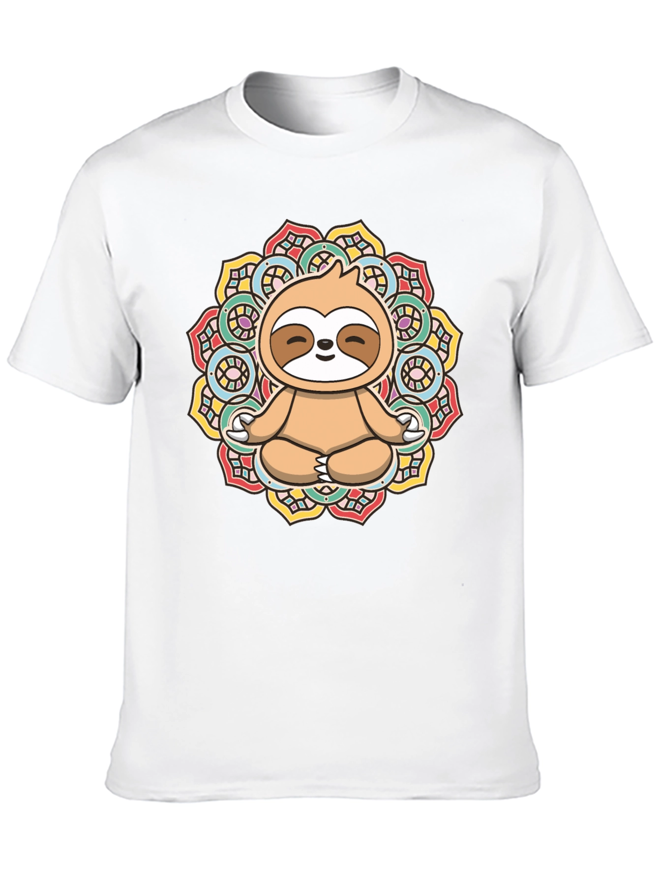 Black Meditating Sloth Mandala Graphic Tee view 10