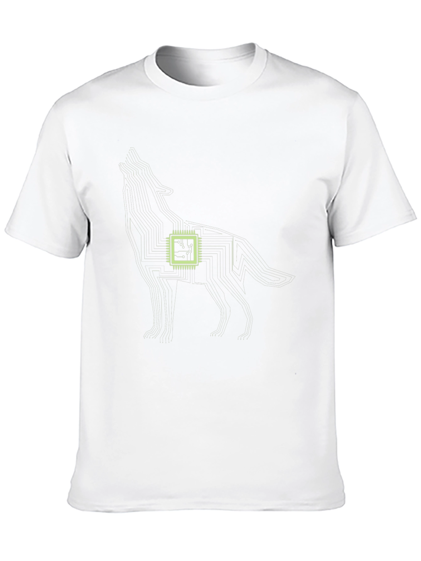Black Tech Wolf Graphic Tee - Circuit Board Style view 10