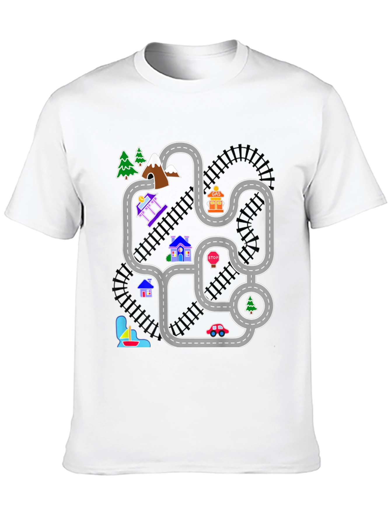 Black Playful Road Map Graphic Tee view 10