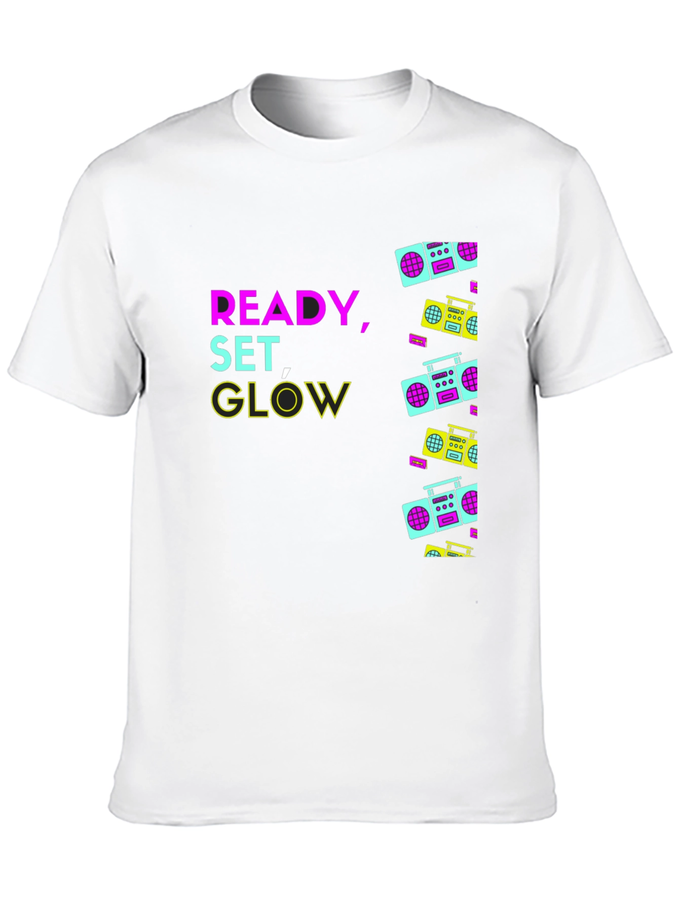 Black Retro Boombox Graphic T-Shirt - Ready, Set, Glow view 10