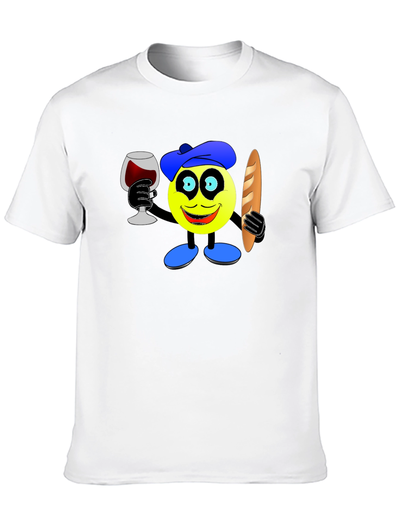 Black French Emoji T-Shirt - Wine & Baguette view 10