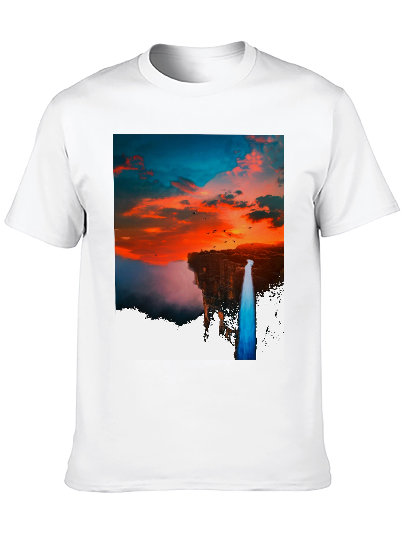 Black Sunset Waterfall Graphic Tee - Unique Design view 10