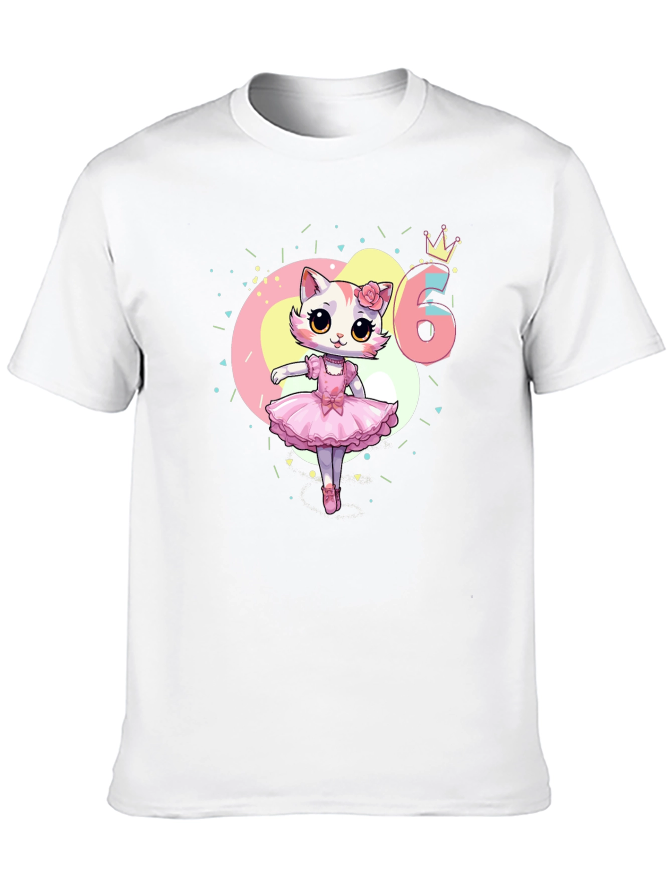 Black Cute Kitty Ballerina 6th Birthday T-Shirt view 10