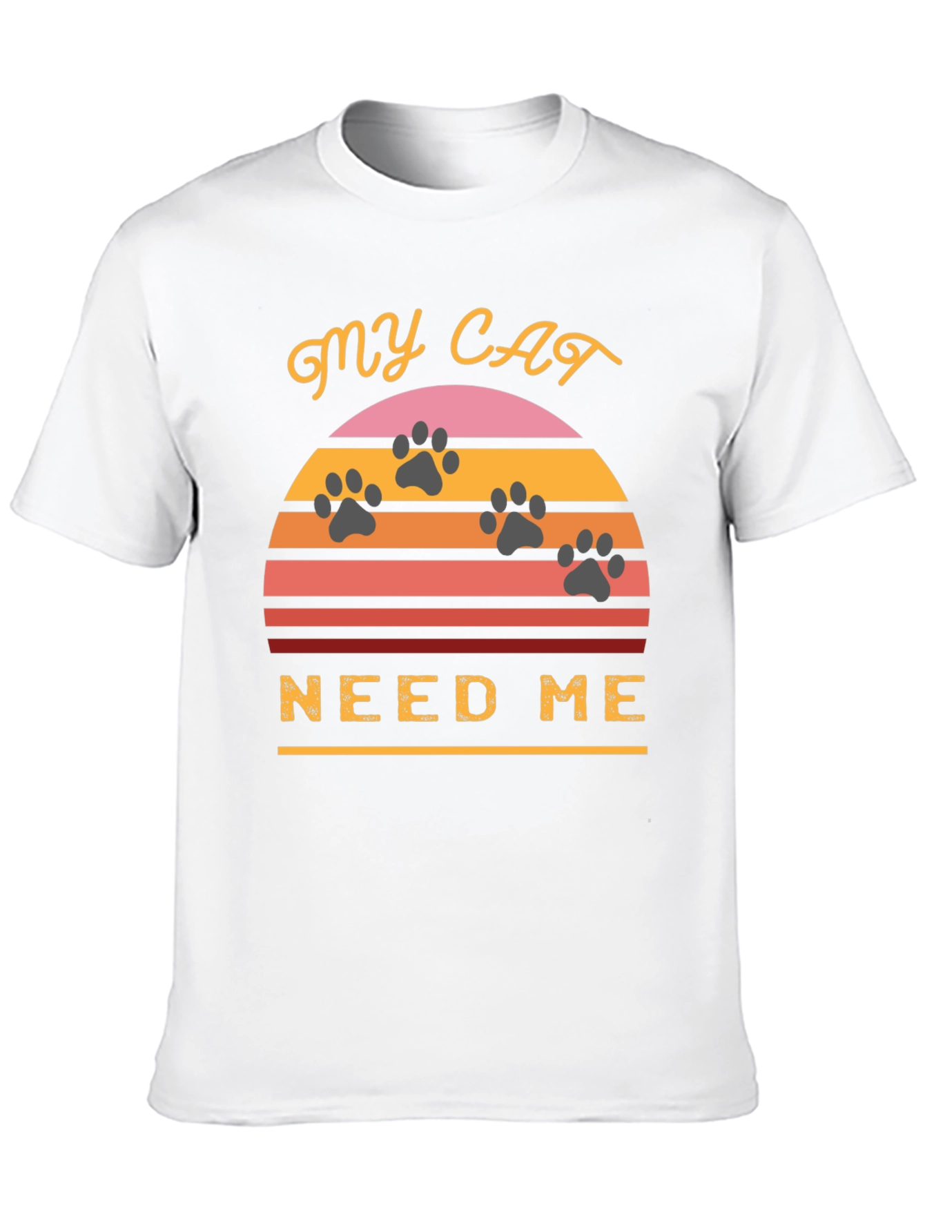 Black My Cat Needs Me T-Shirt - Retro Sunset Style view 10