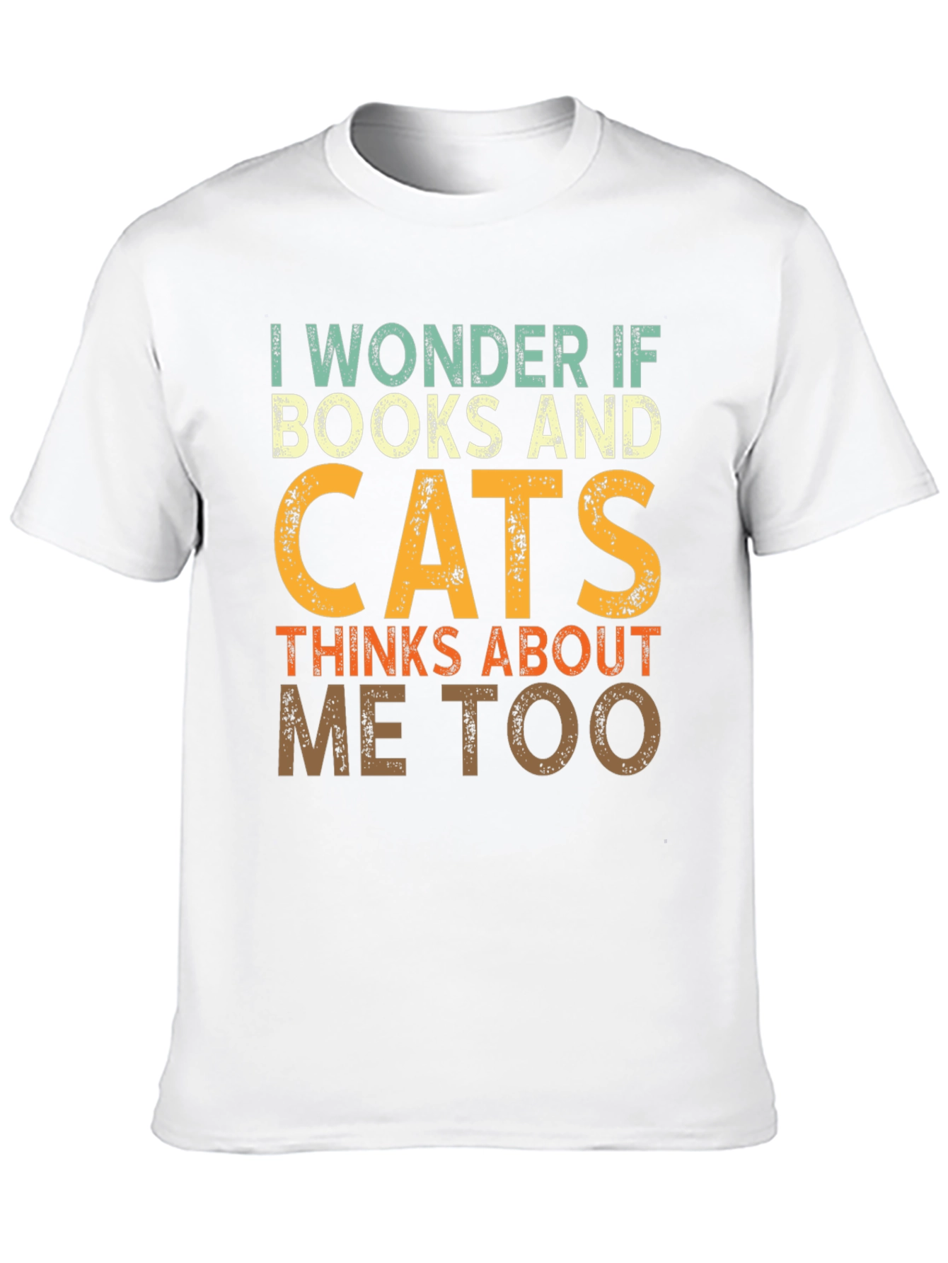 Black I Wonder If Books & Cats T-Shirt view 10