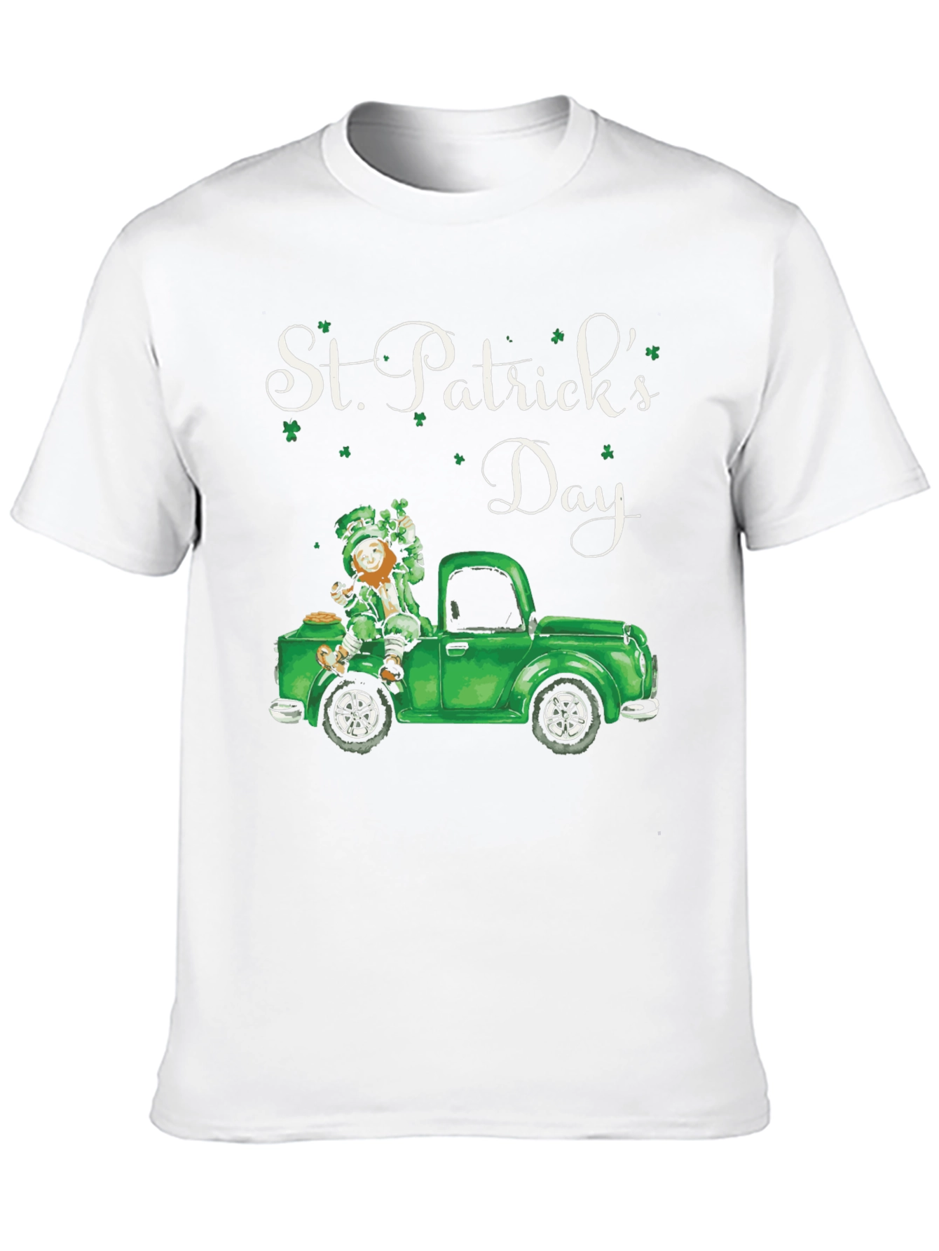 Black St. Patrick's Day Leprechaun Truck T-Shirt view 10