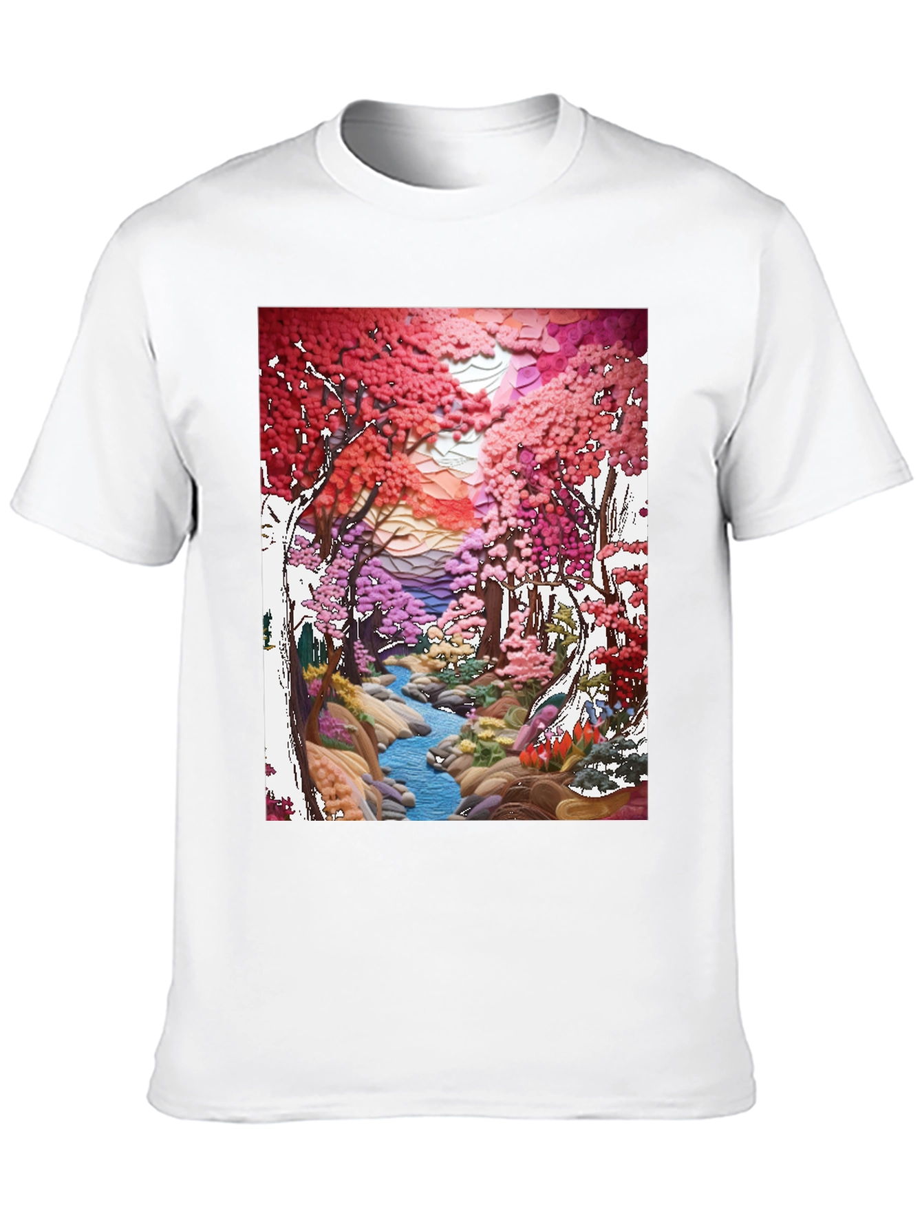 Black Cherry Blossom Stream Art T-Shirt view 10