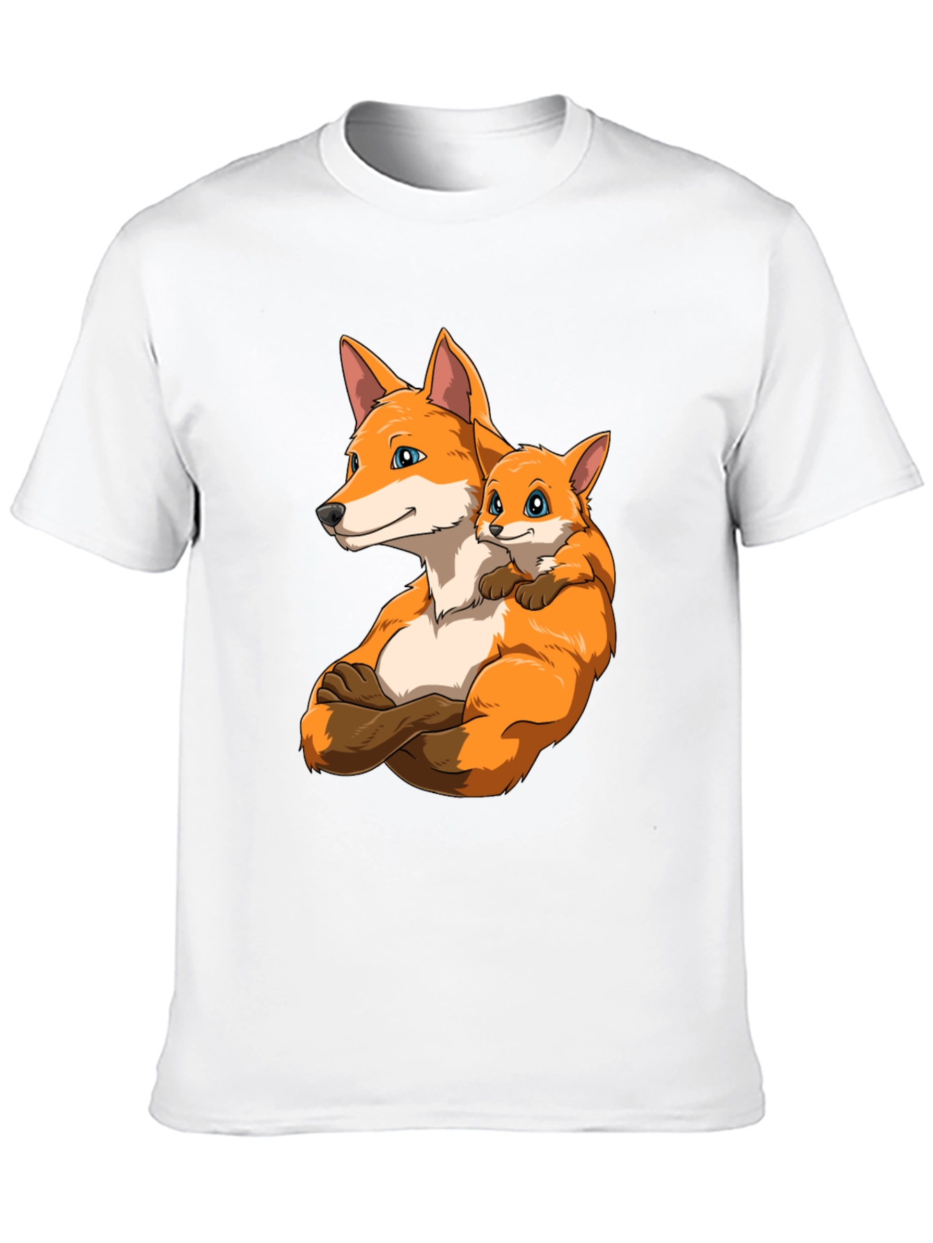 Black Fox Family Black T-Shirt - Cute Cartoon Design view 10