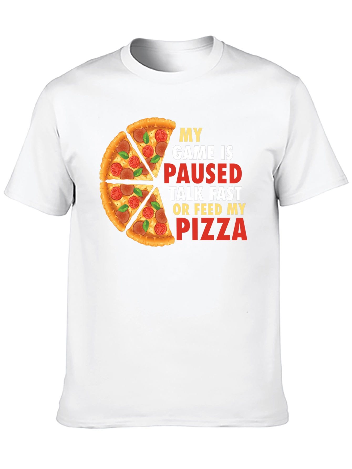 Black My Game is Paused Pizza T-Shirt view 10