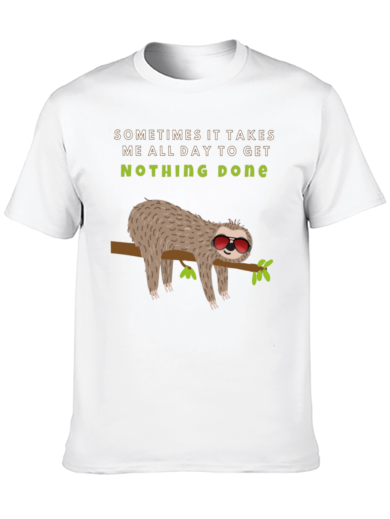 Black Lazy Sloth Graphic Tee -  'Nothing Done' Relaxed T-Shirt view 10