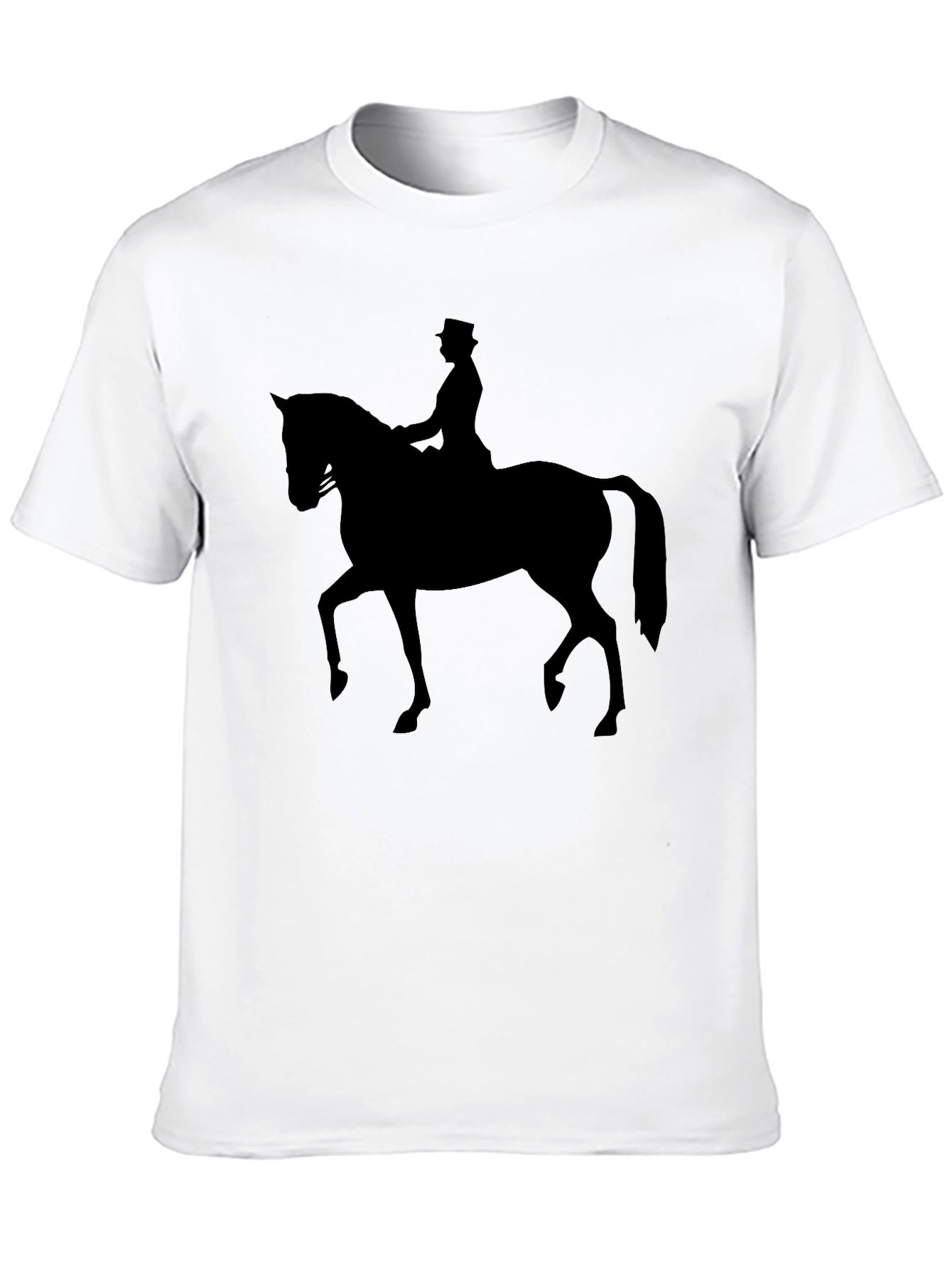 Black Equestrian Silhouette Tee - Classic Black Cotton T-Shirt view 10