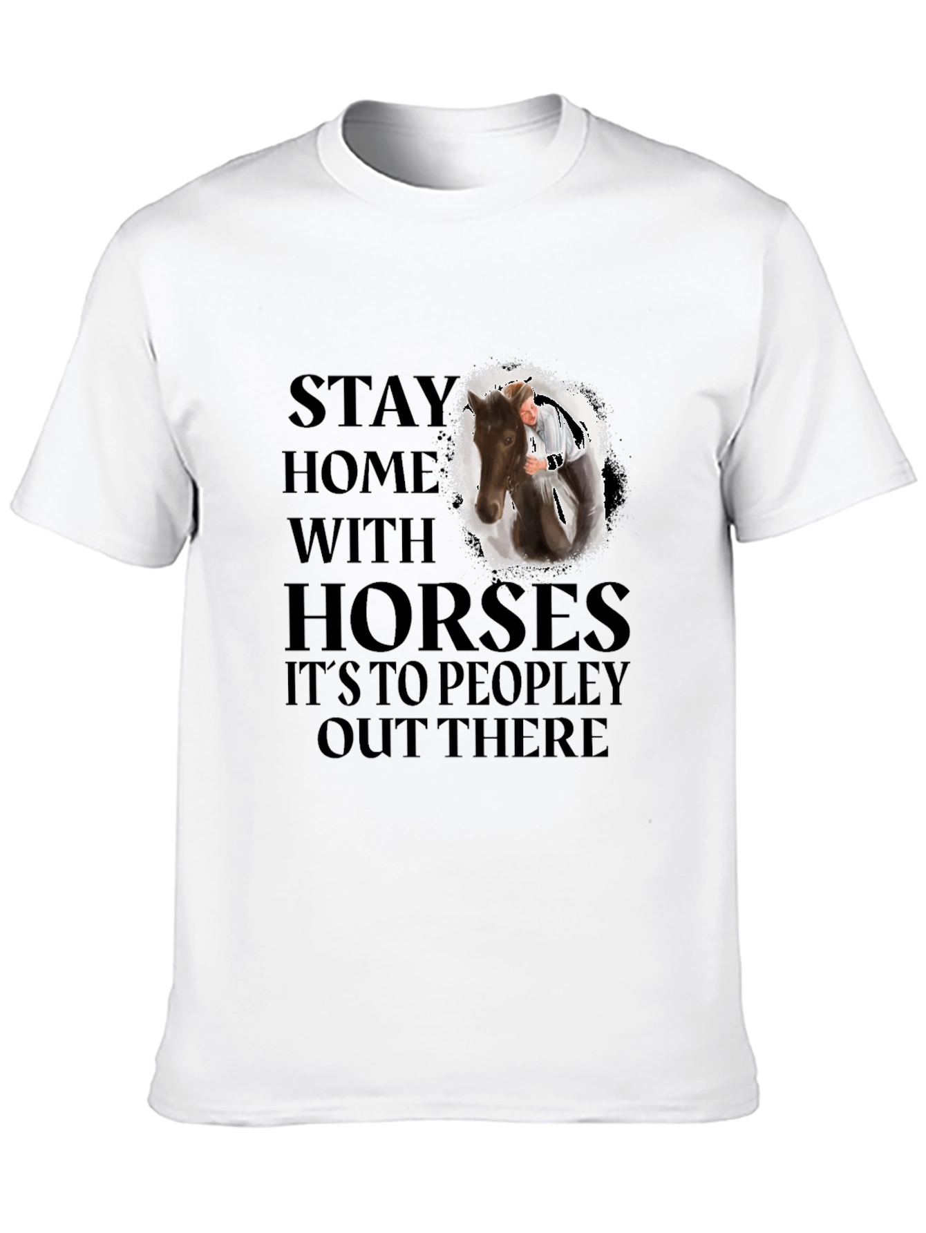 Black Stay Home With Horses Graphic Tee view 10
