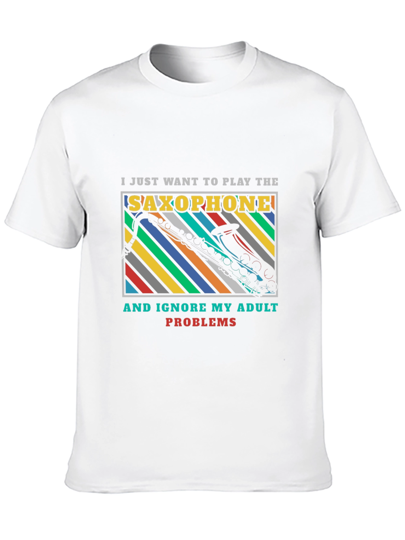 Black Saxophone Adult Problems Graphic T-Shirt view 10